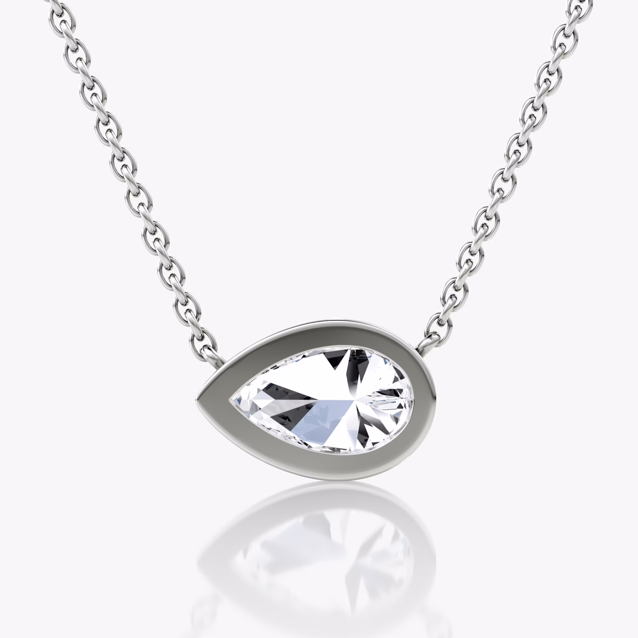 Bezel Solitaire Necklace | Pear | 14k | White Gold | caratWeight: 1.0ct