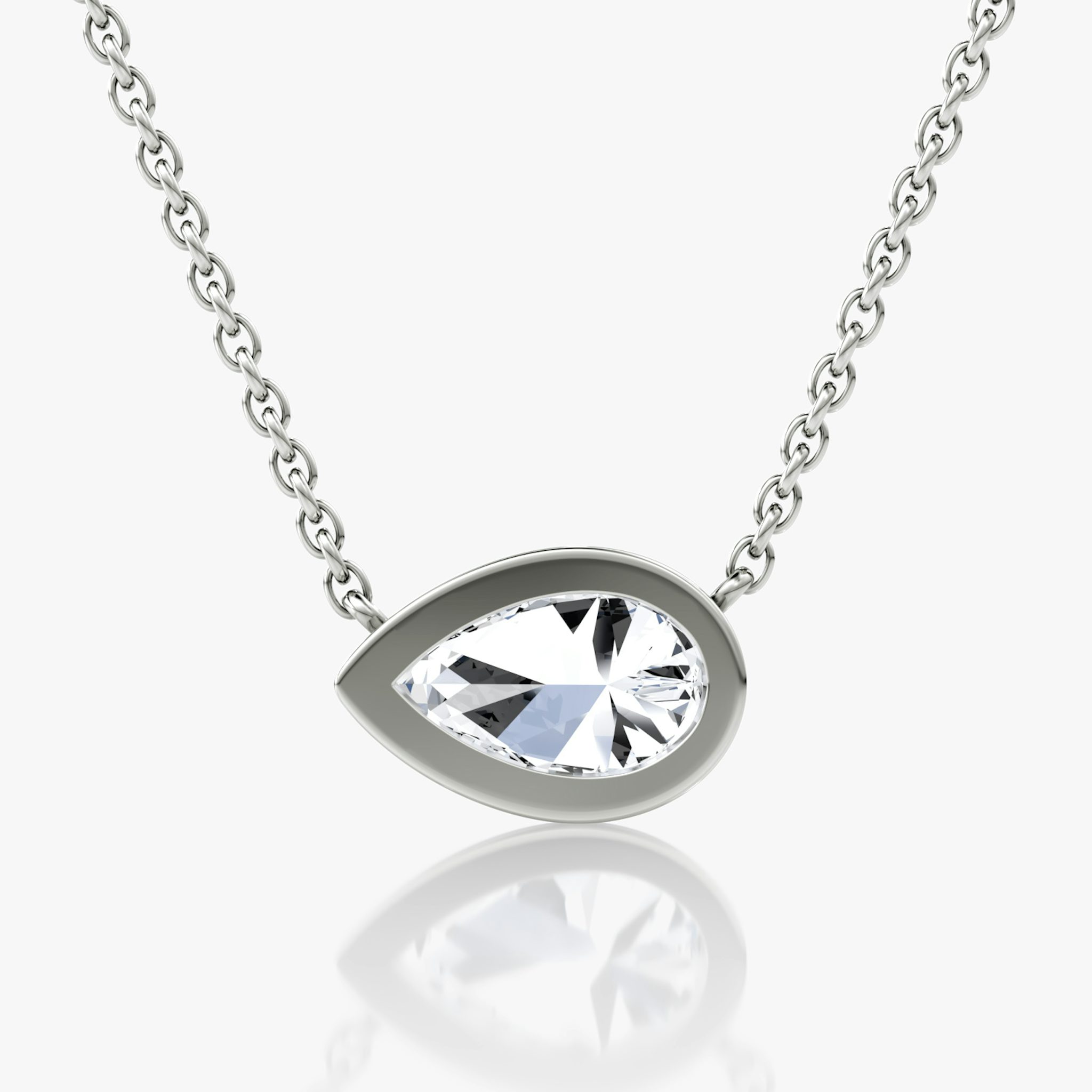 Bezel Solitaire Necklace | Pear | 14k | White Gold | caratWeight: 1.0ct