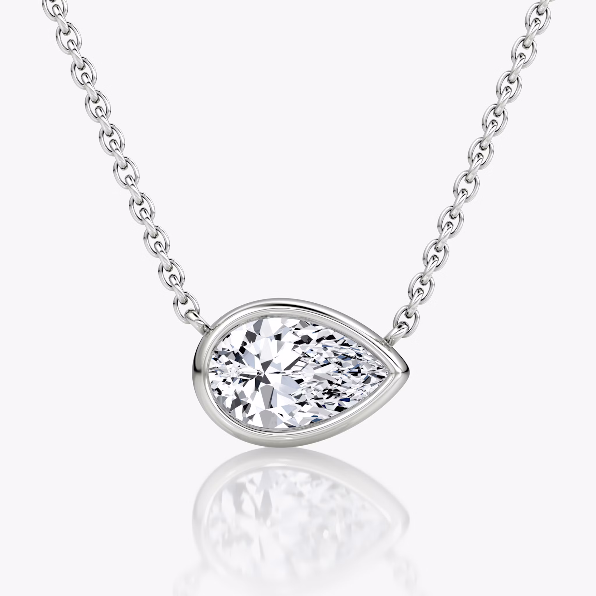 Bezel Solitaire Necklace | Pear | 14k | White Gold | caratWeight: 1.0ct