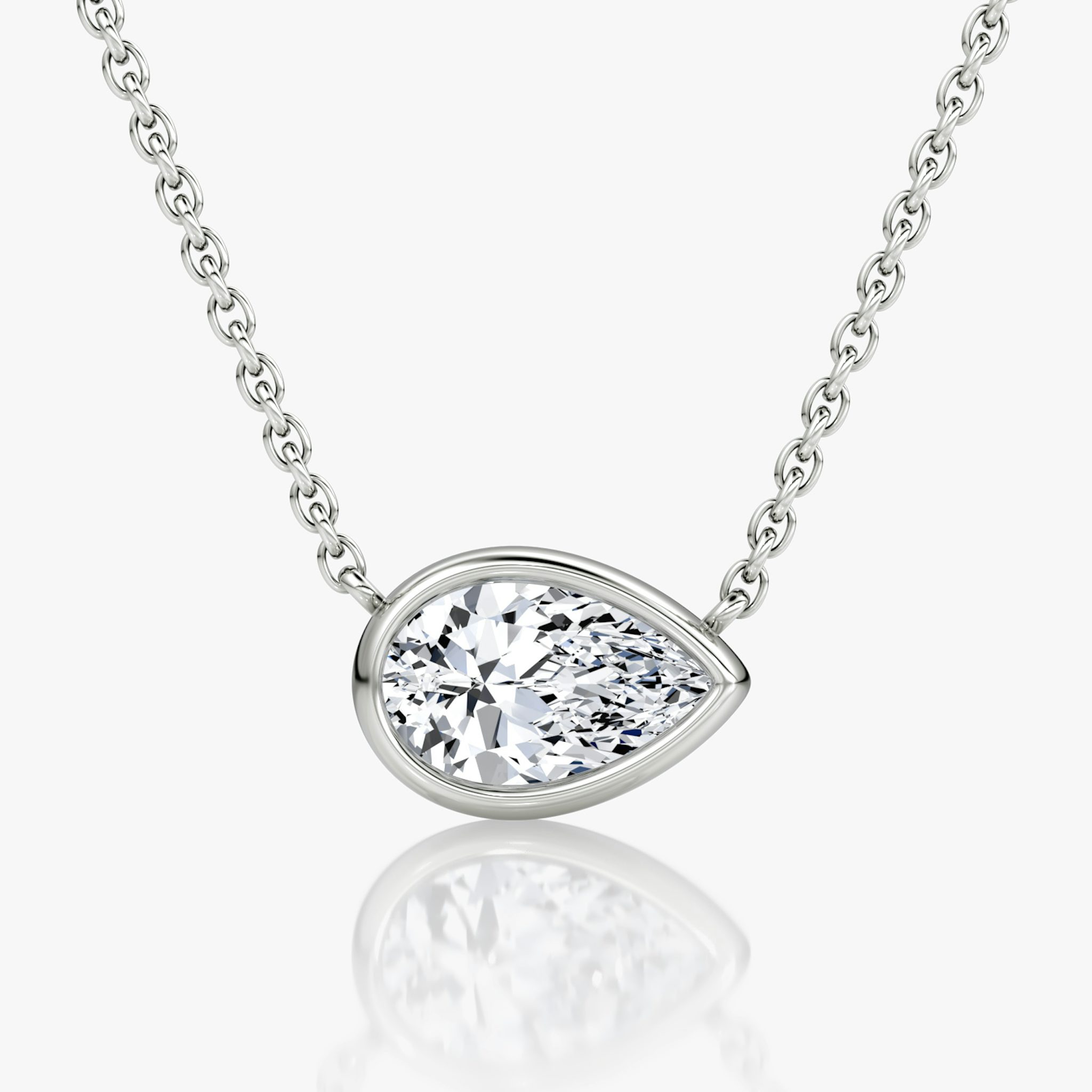 Bezel Solitaire Necklace | Pear | 14k | White Gold | caratWeight: 1.0ct