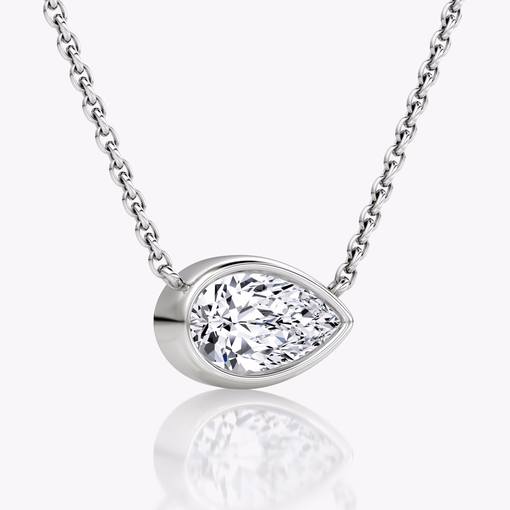Bezel Solitaire Necklace | Pear | 14k | White Gold | caratWeight: 1.0ct
