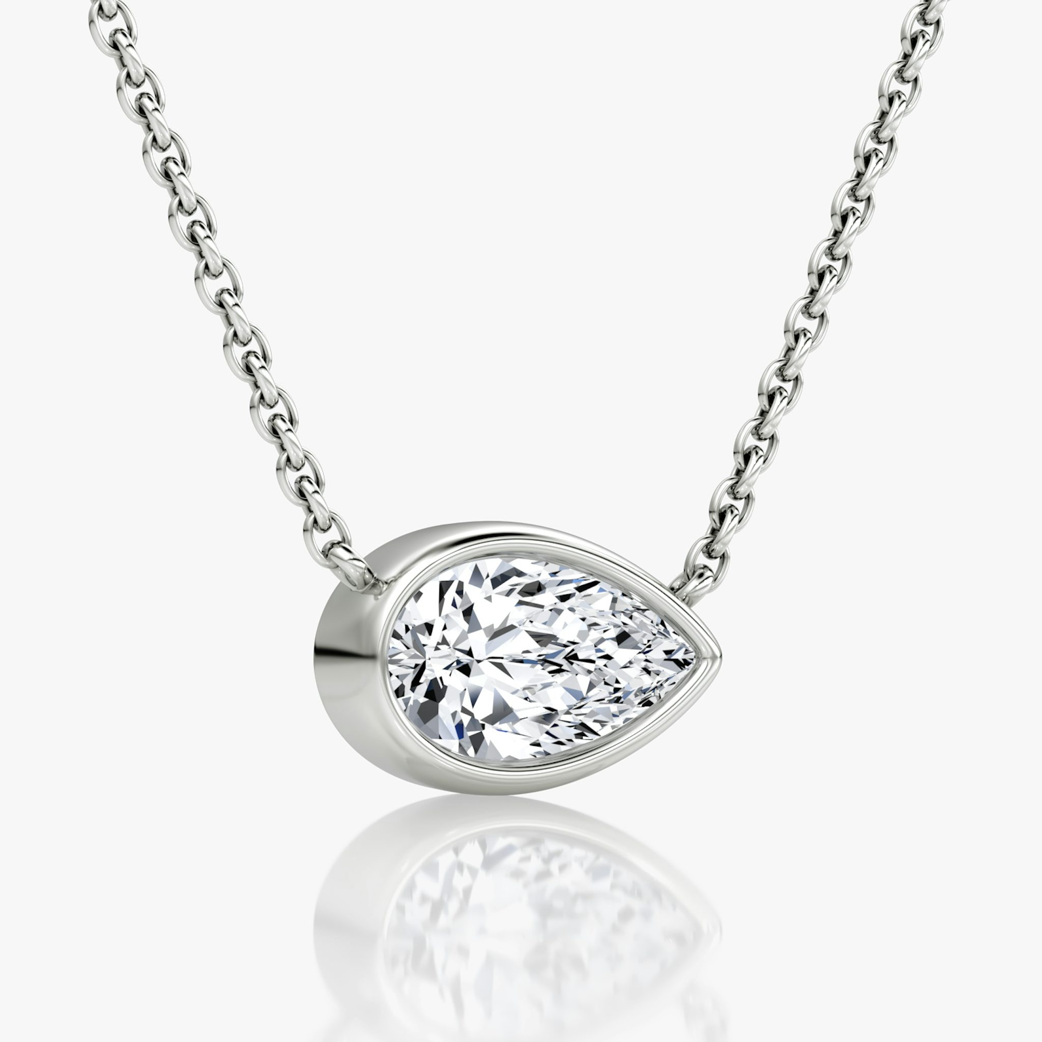 Bezel Solitaire Necklace | Pear | 14k | White Gold | caratWeight: 1.0ct