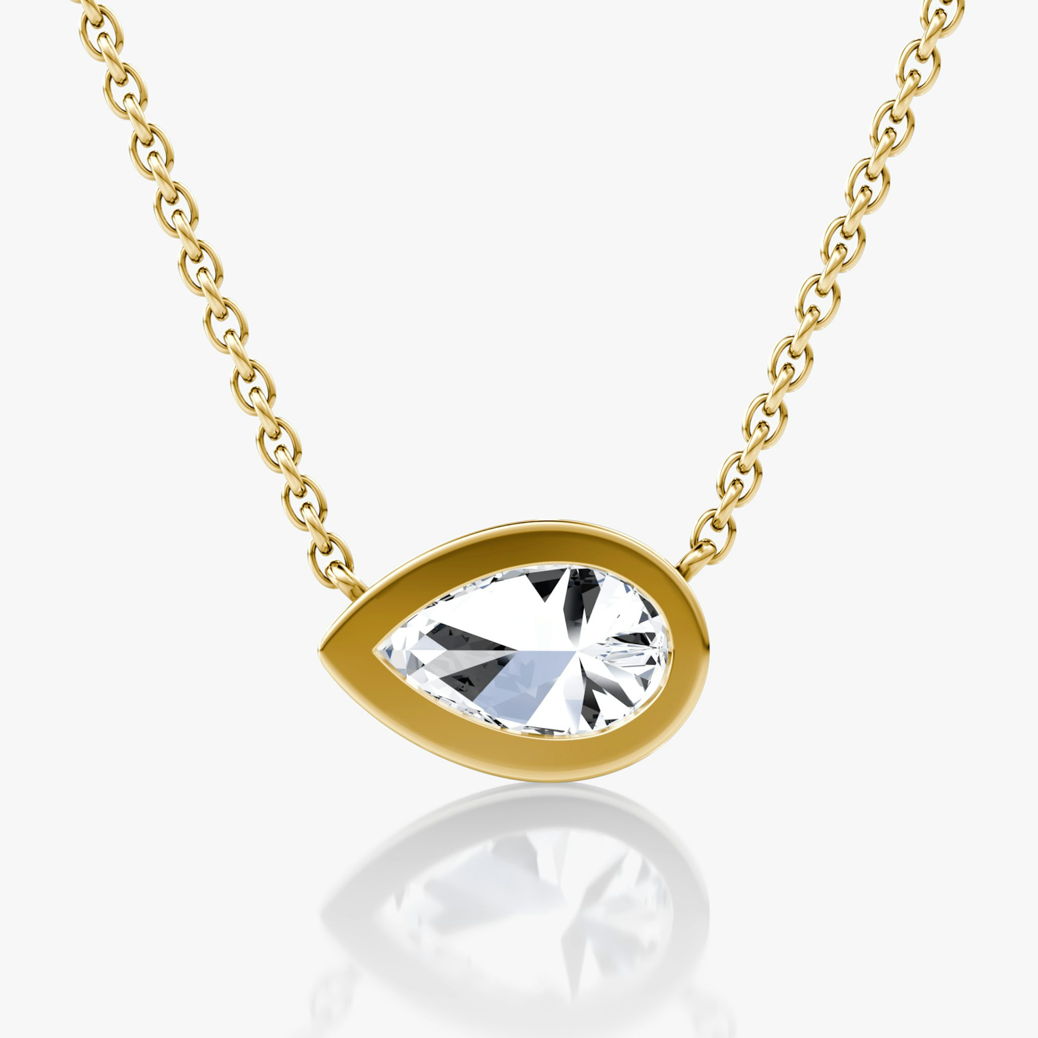 Bezel Solitaire Necklace | Pear | 14k | Yellow Gold | caratWeight: other