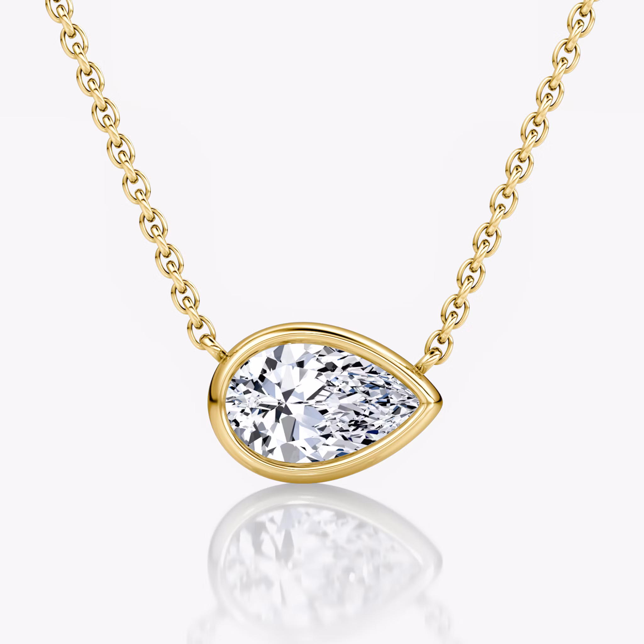 Bezel Solitaire Necklace Pear | Yellow Gold