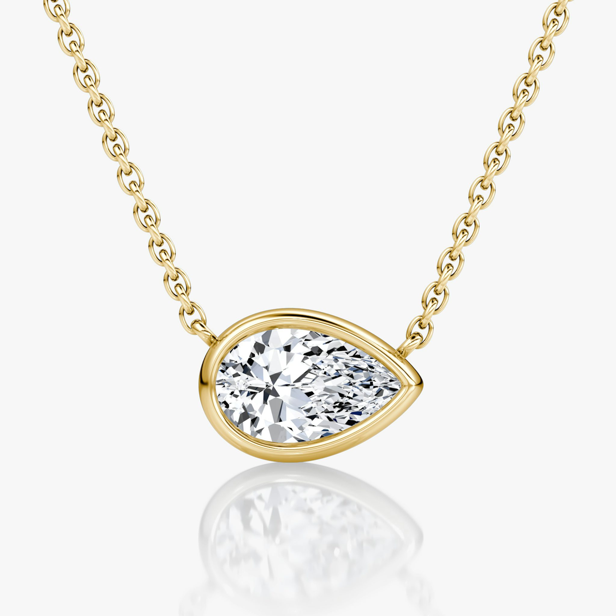 Bezel Solitaire Necklace | Pear | 14k | Yellow Gold | caratWeight: other