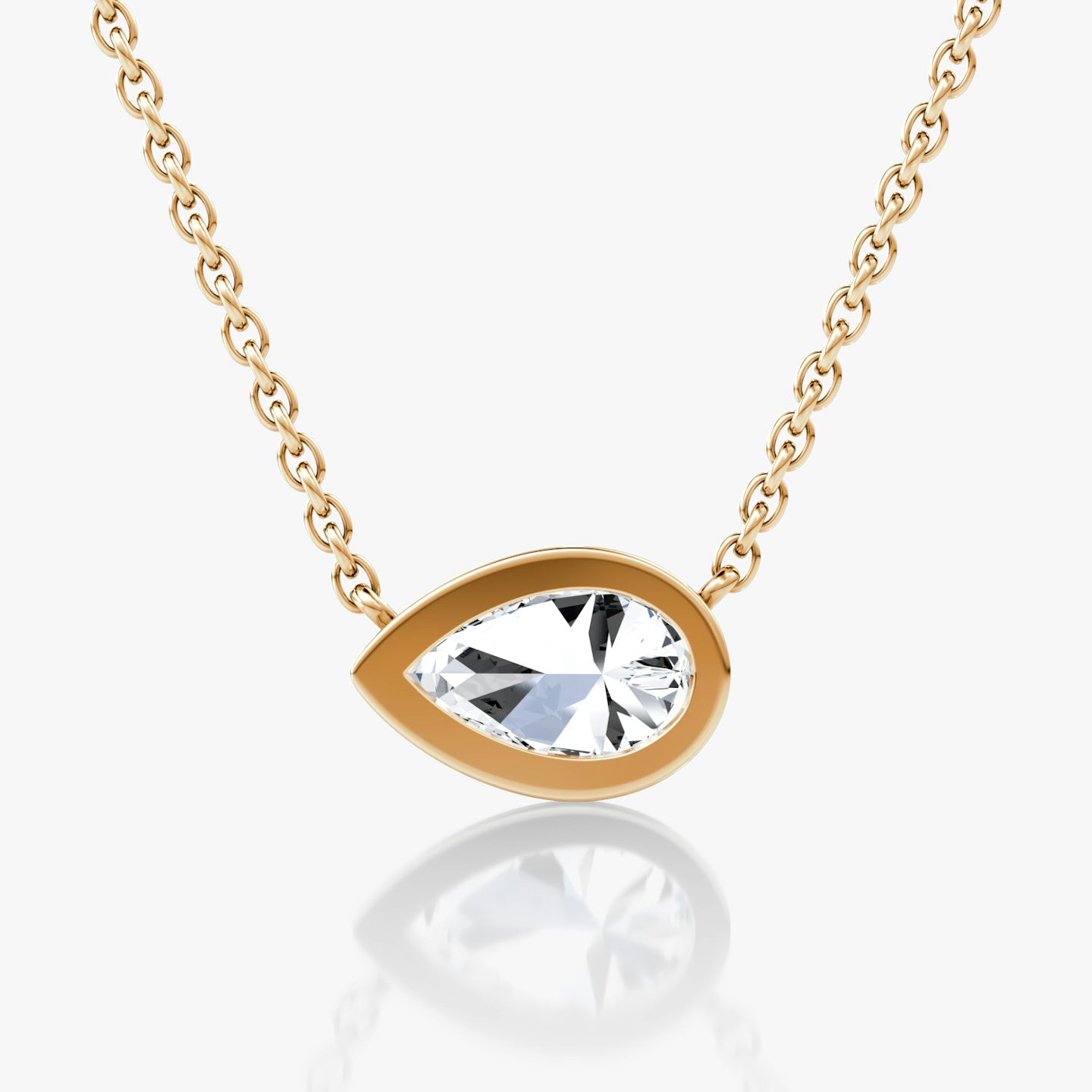 Bezel Solitaire Necklace | Pear | 14k | Rose Gold | caratWeight: 0.75ct