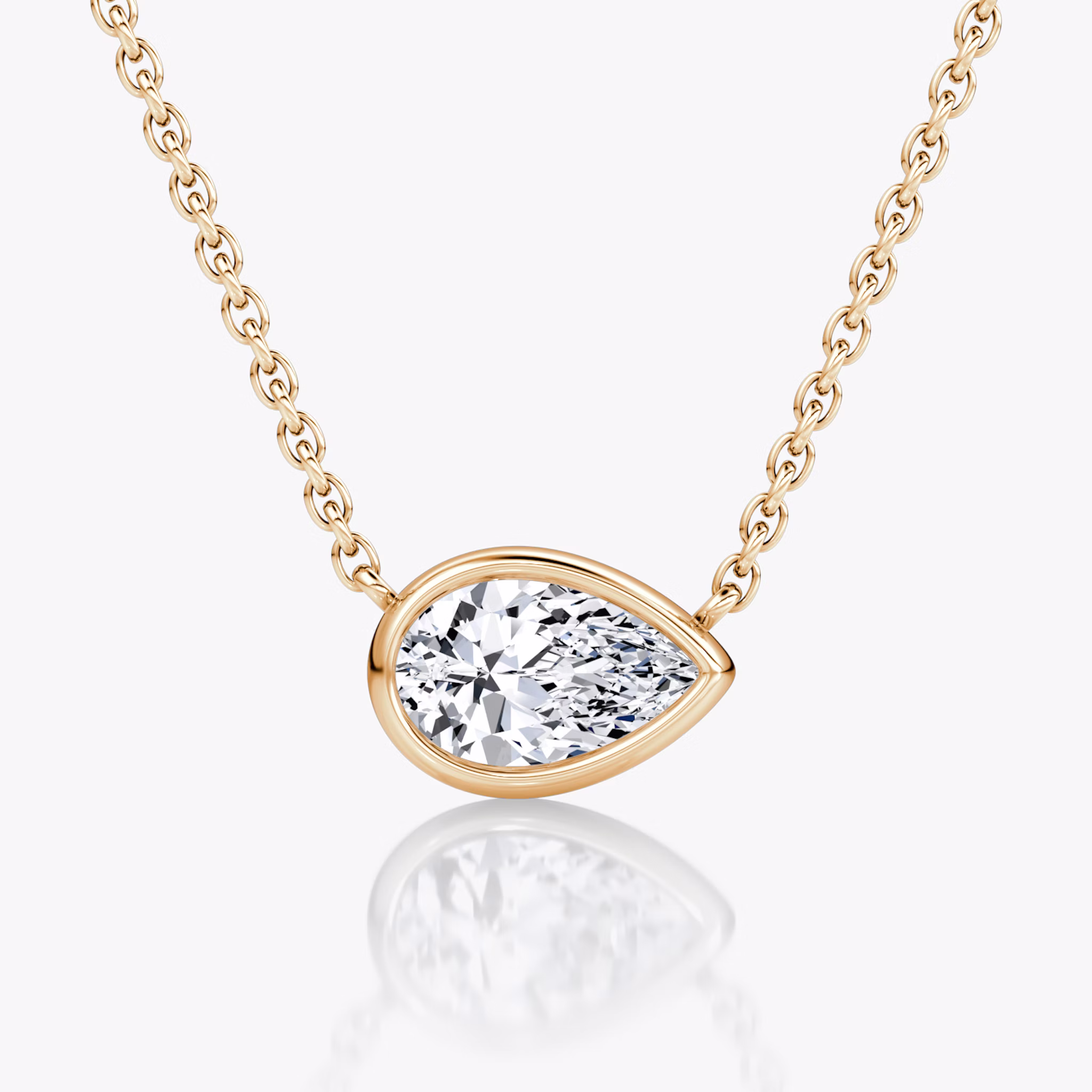 Bezel Solitaire Necklace | Pear | 14k | Rose Gold | caratWeight: 0.75ct