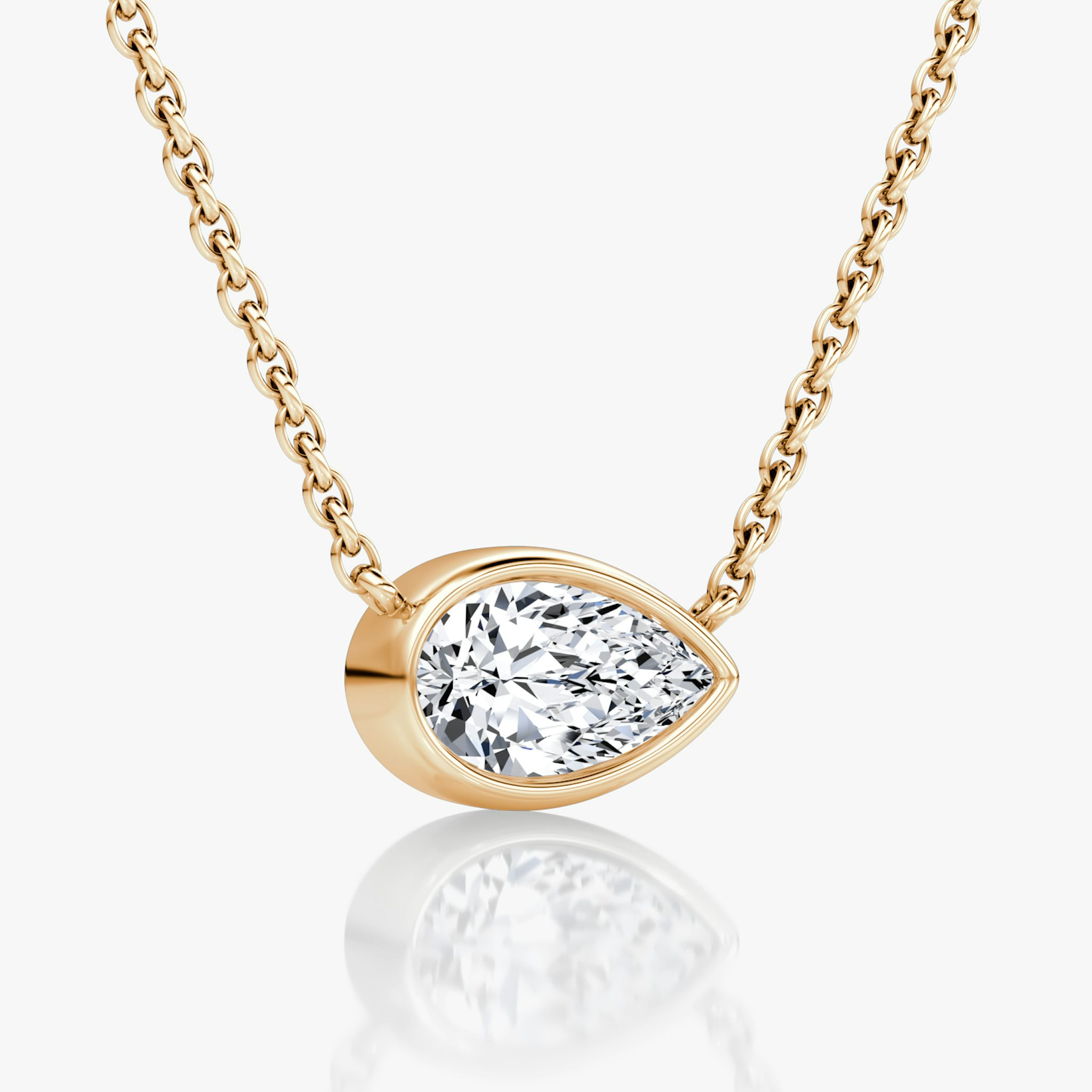Bezel Solitaire Necklace | Pear | 14k | Rose Gold | caratWeight: 0.75ct