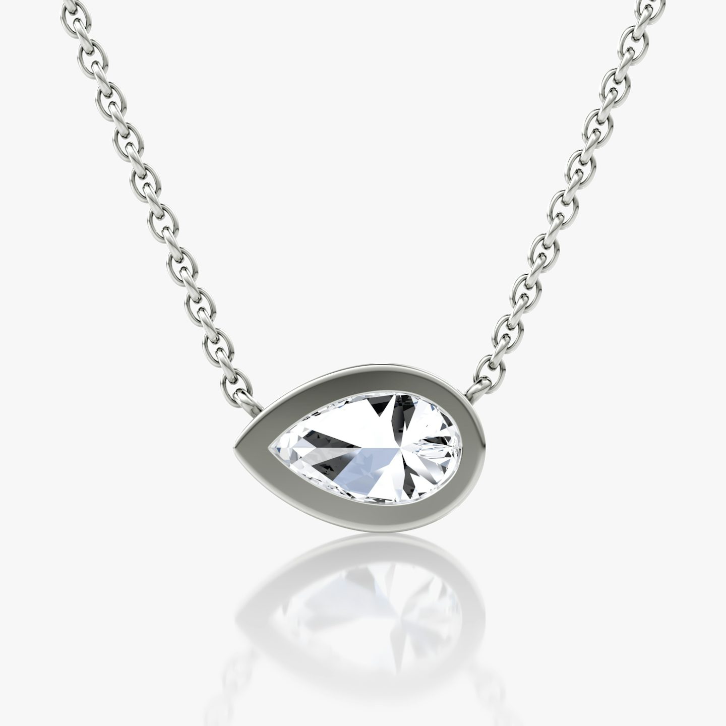 Bezel Solitaire Necklace | Pear | 14k | White Gold | caratWeight: 0.75ct