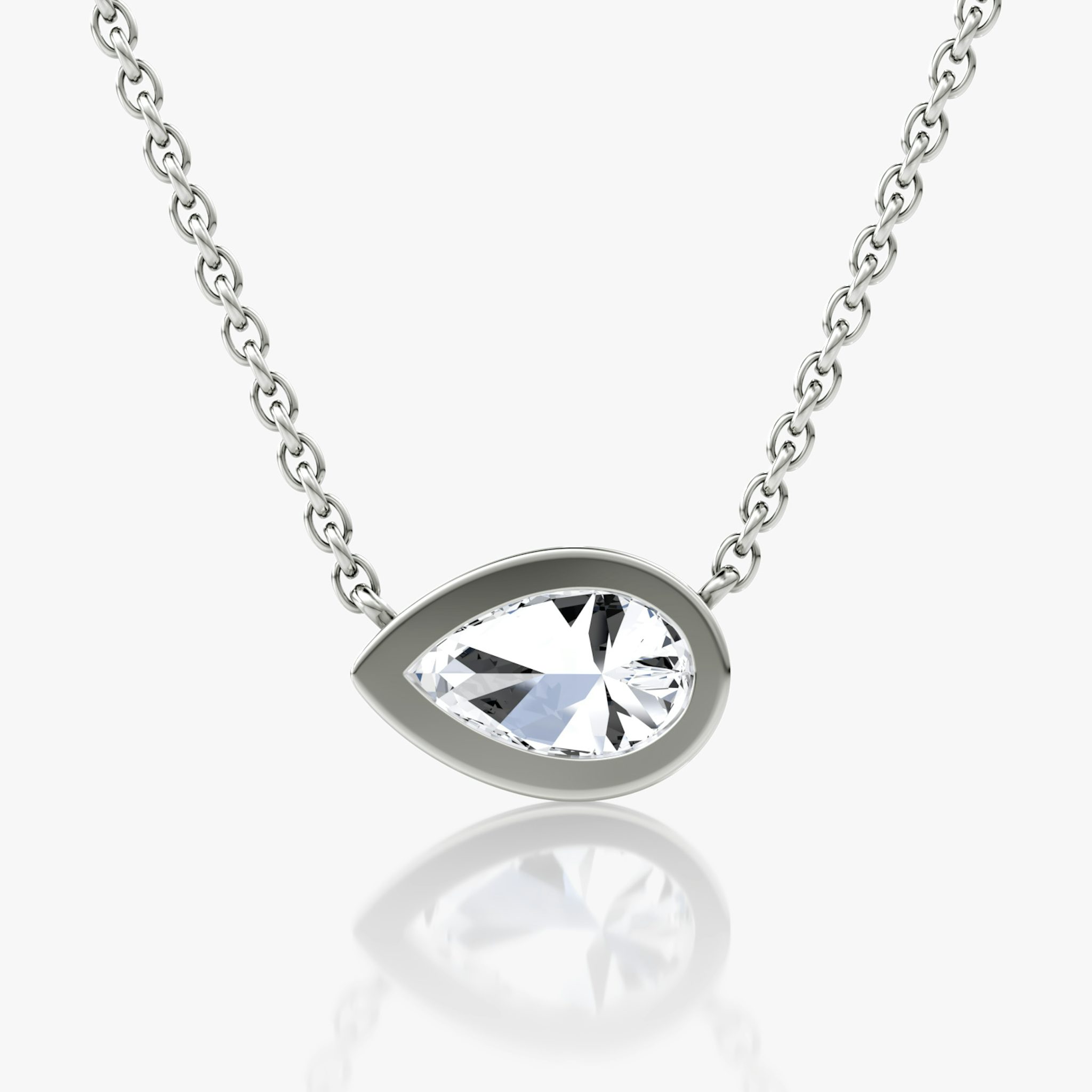 Bezel Solitaire Necklace | Pear | 14k | White Gold | caratWeight: 0.75ct