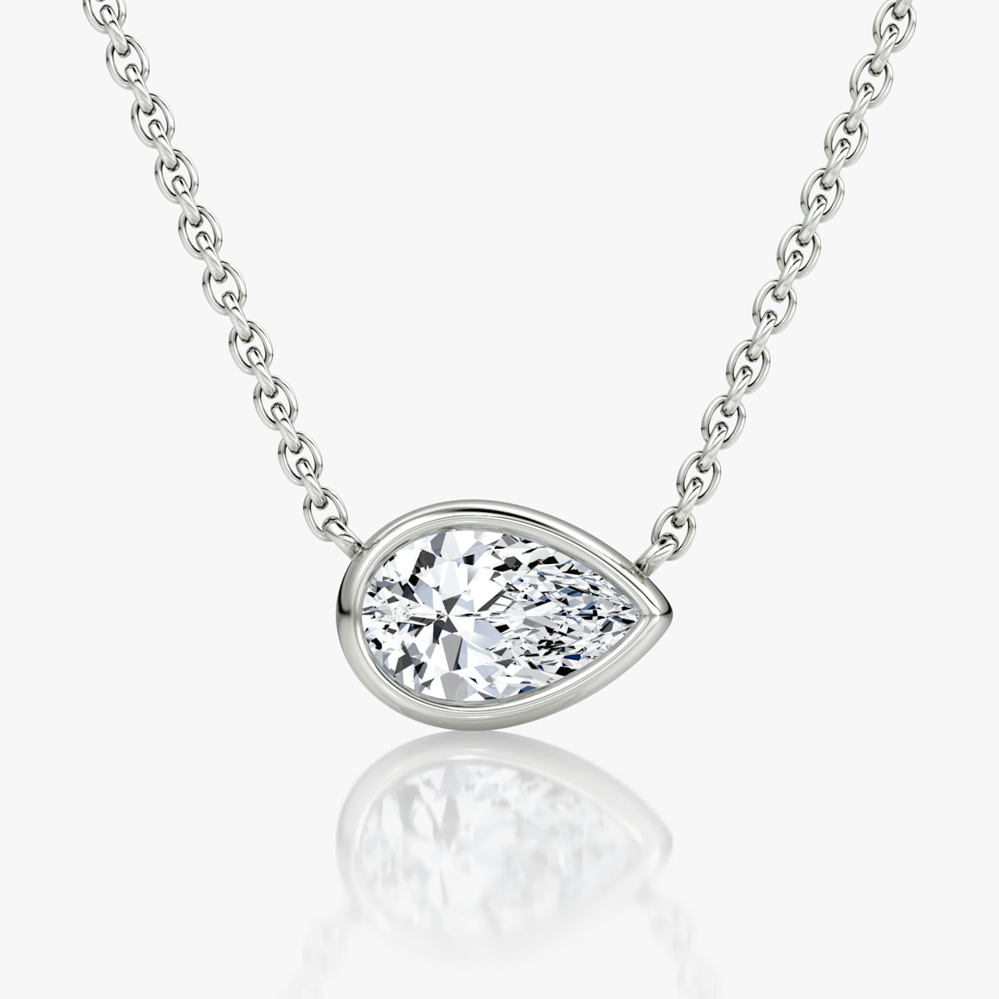 Bezel Solitaire Necklace | Pear | 14k | White Gold | caratWeight: 0.75ct