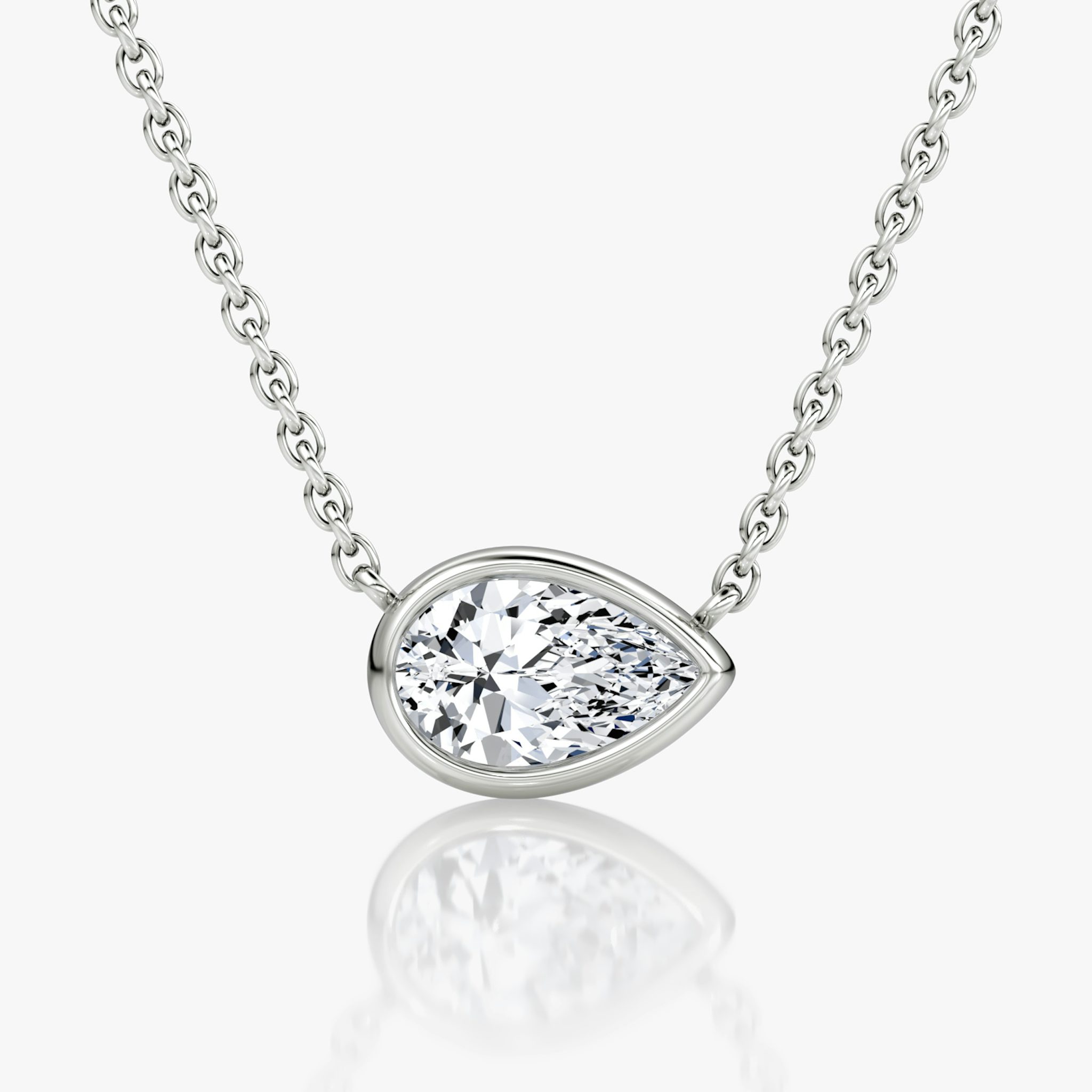Bezel Solitaire Necklace | Pear | 14k | White Gold | caratWeight: 0.75ct