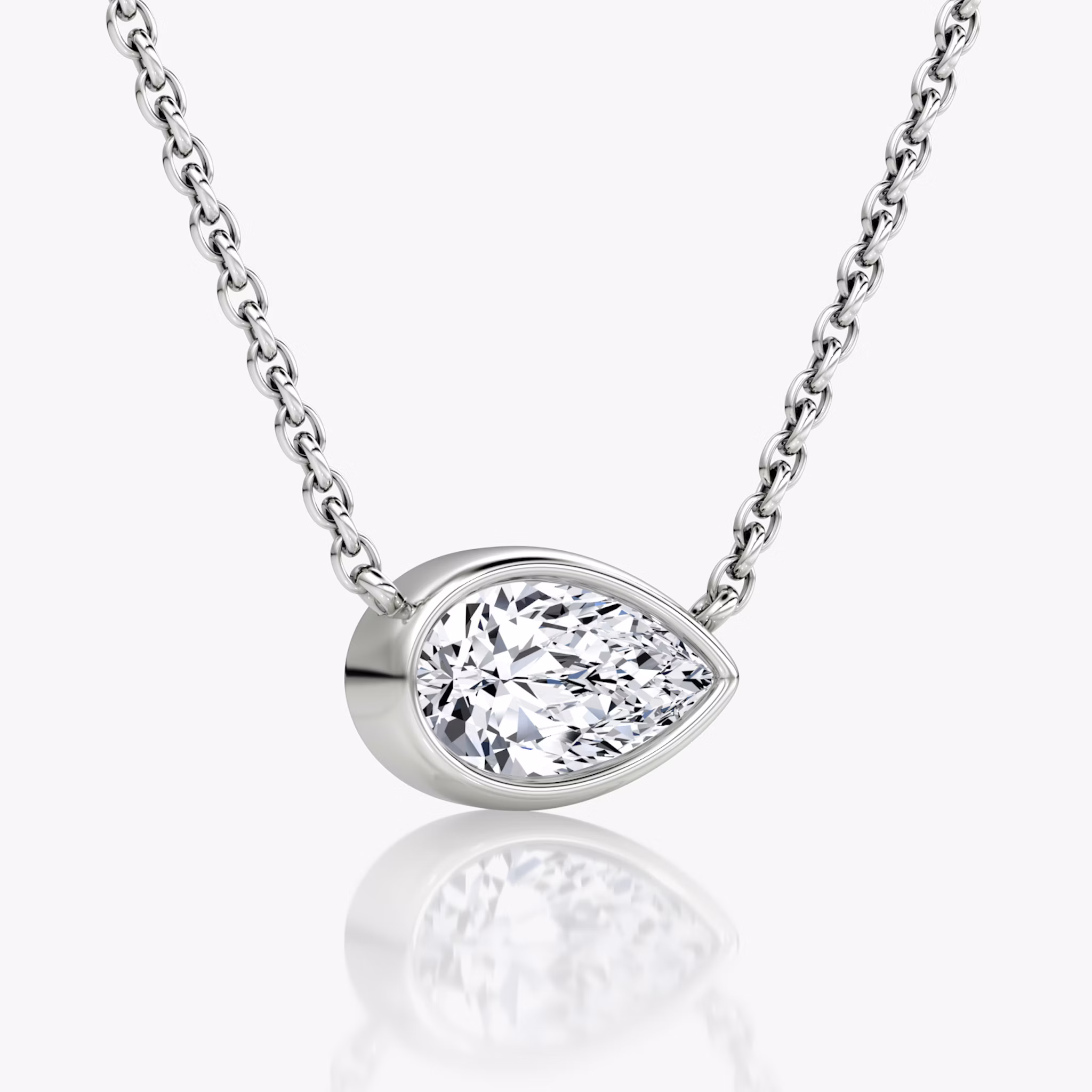 Bezel Solitaire Necklace | Pear | 14k | White Gold | caratWeight: 0.75ct