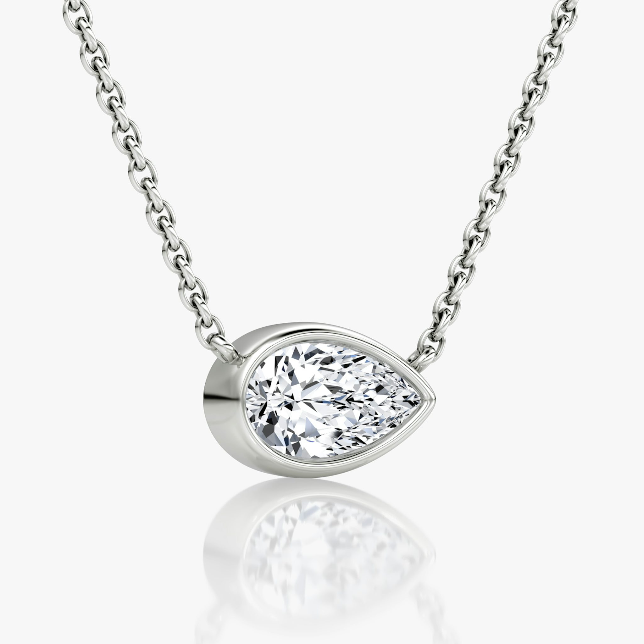 Bezel Solitaire Necklace | Pear | 14k | White Gold | caratWeight: 0.75ct