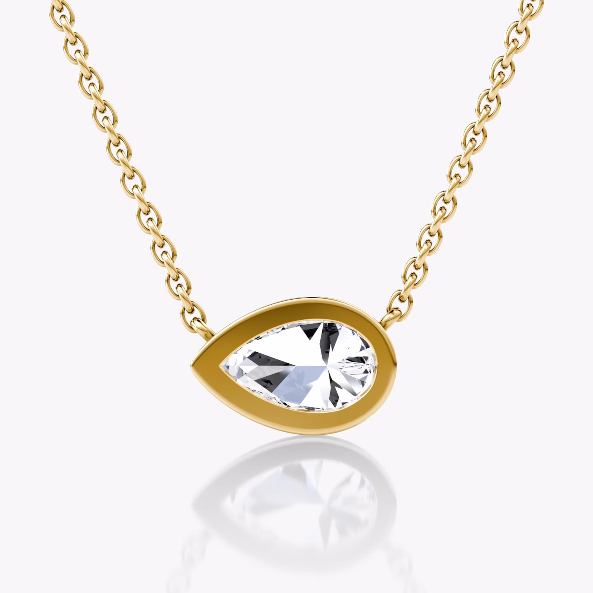 Bezel Solitaire Necklace | Pear | 14k | Yellow Gold | caratWeight: 0.75ct