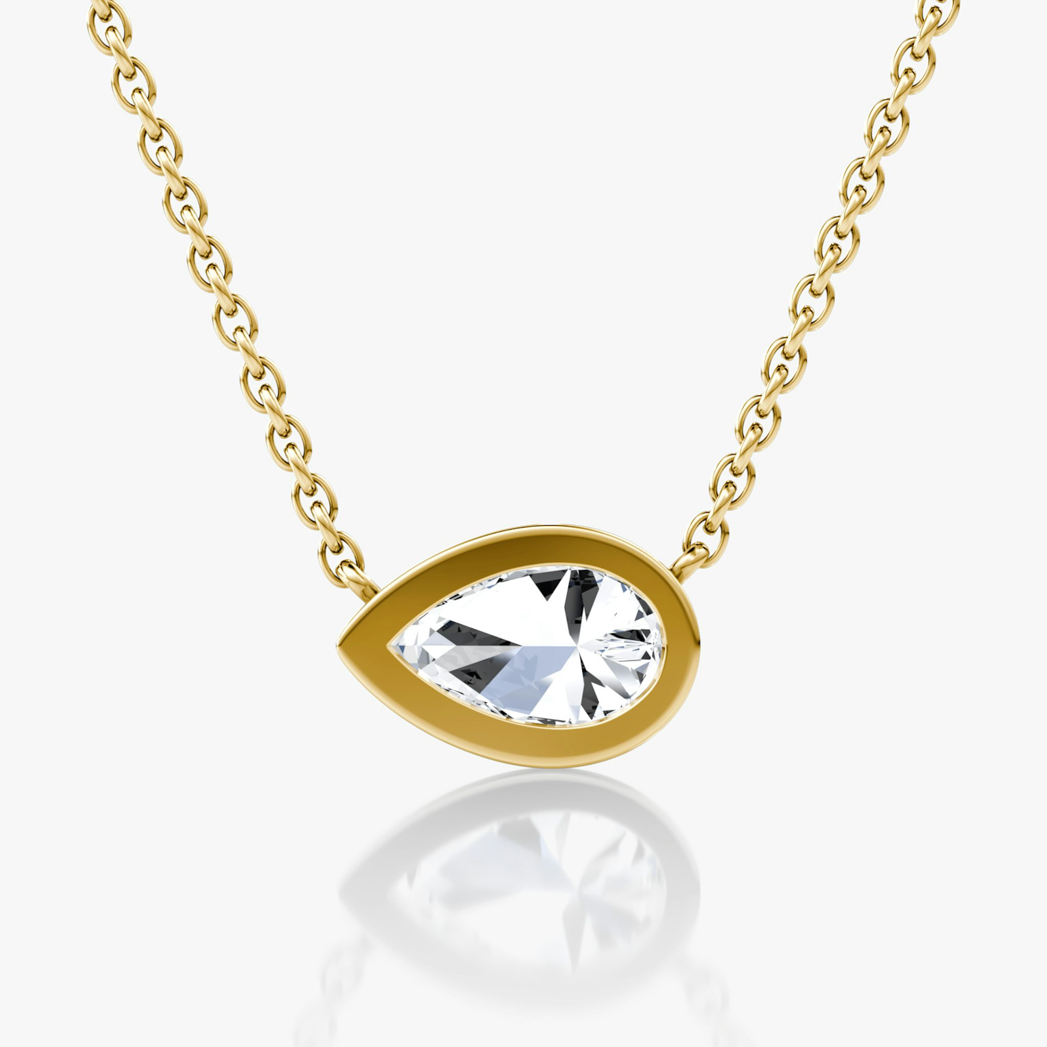 Bezel Solitaire Necklace | Pear | 14k | Yellow Gold | caratWeight: 0.75ct
