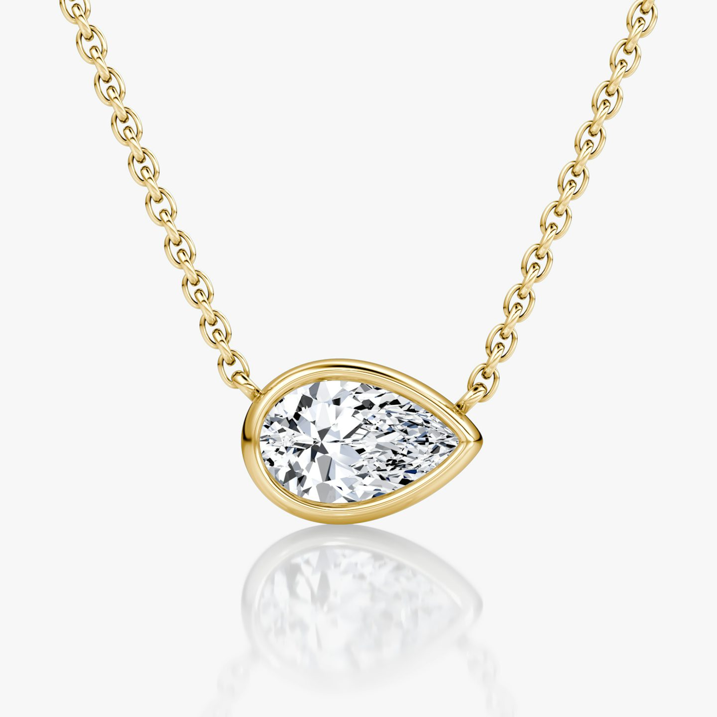 Bezel Solitaire Necklace | Pear | 14k | Yellow Gold | caratWeight: 0.75ct