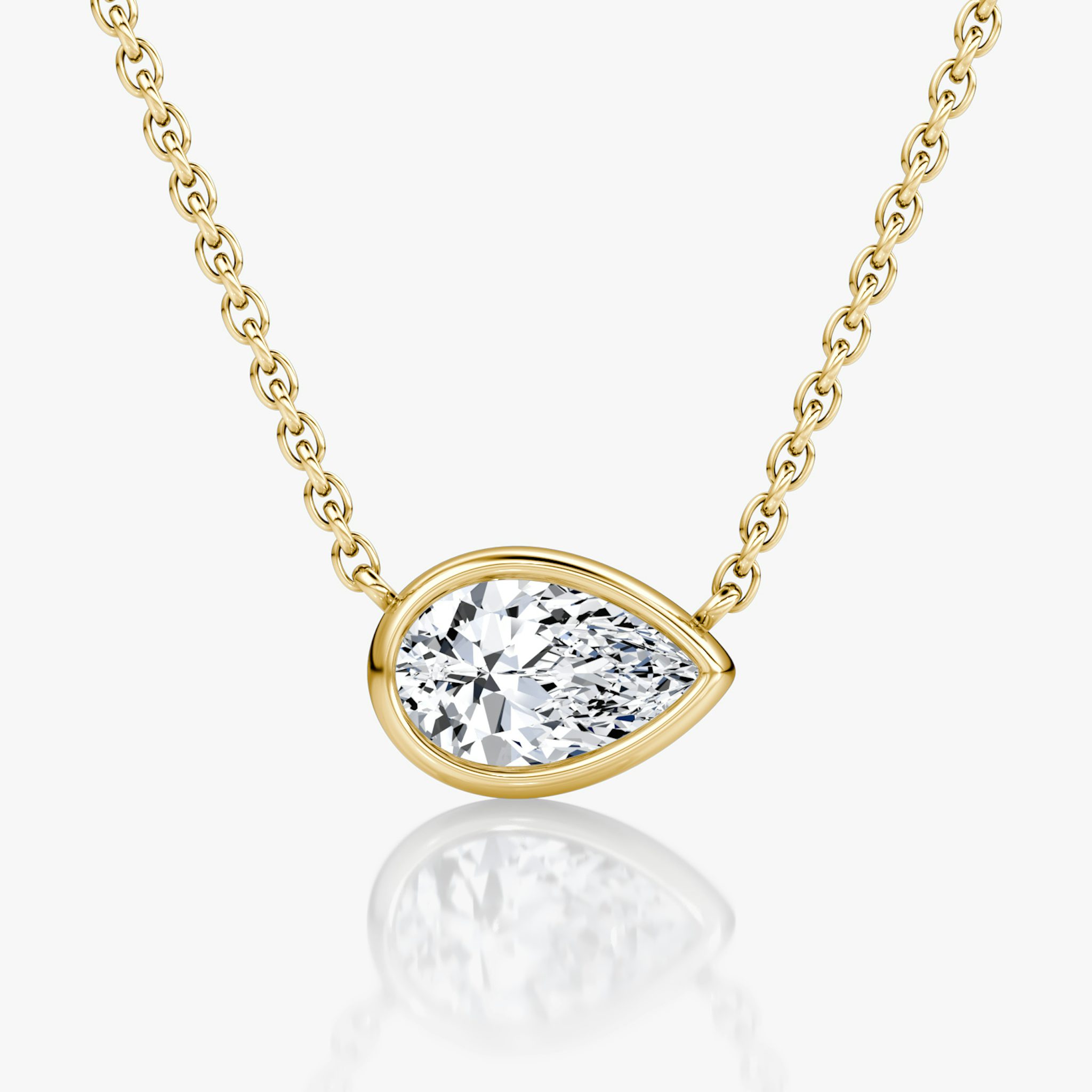 Bezel Solitaire Necklace | Pear | 14k | Yellow Gold | caratWeight: 0.75ct