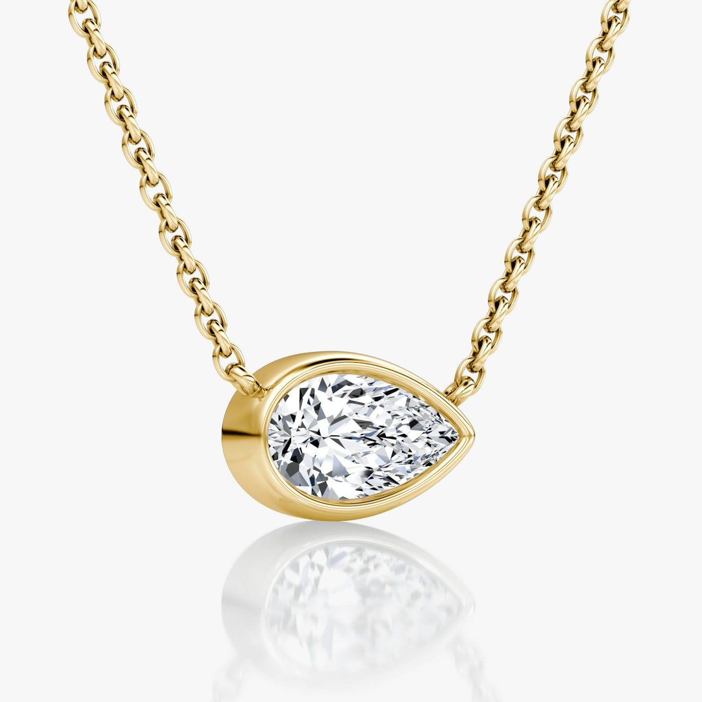 Bezel Solitaire Necklace | Pear | 14k | Yellow Gold | caratWeight: 0.75ct