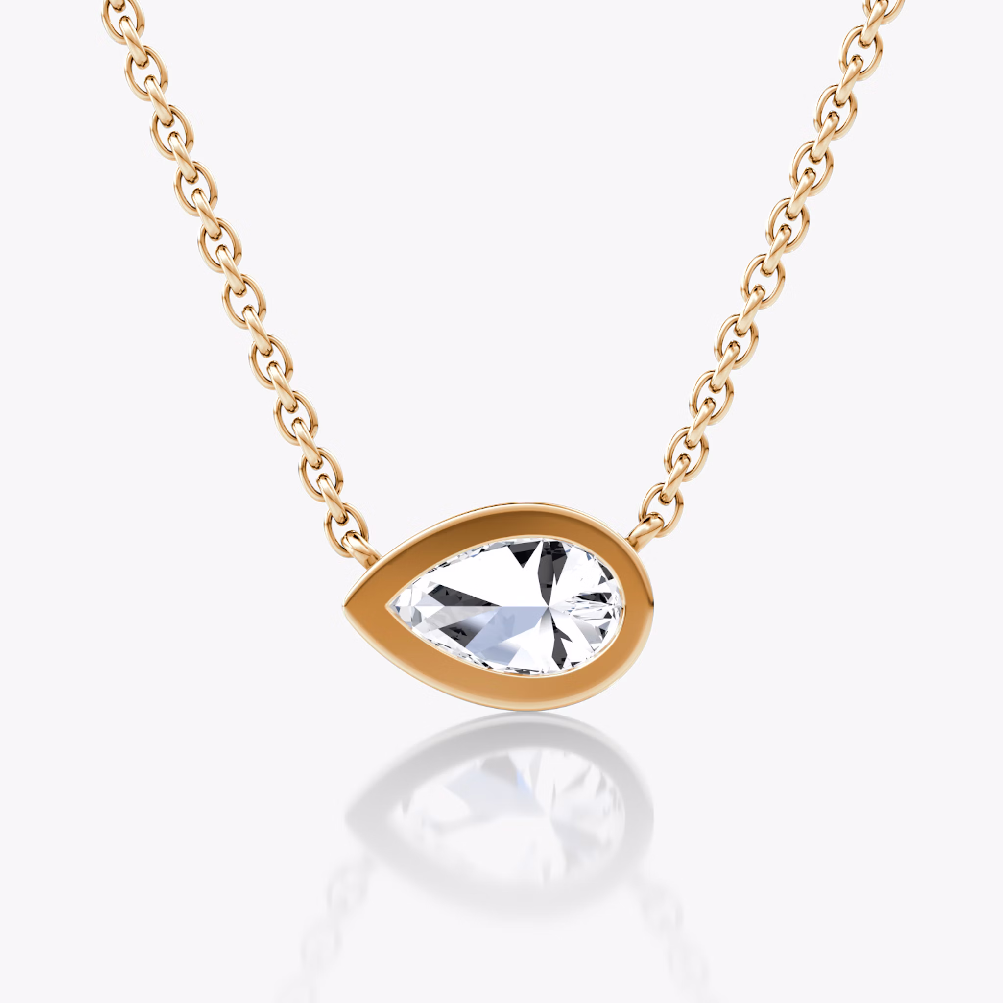 Bezel Solitaire Necklace | Pear | 14k | Rose Gold | caratWeight: 0.50ct