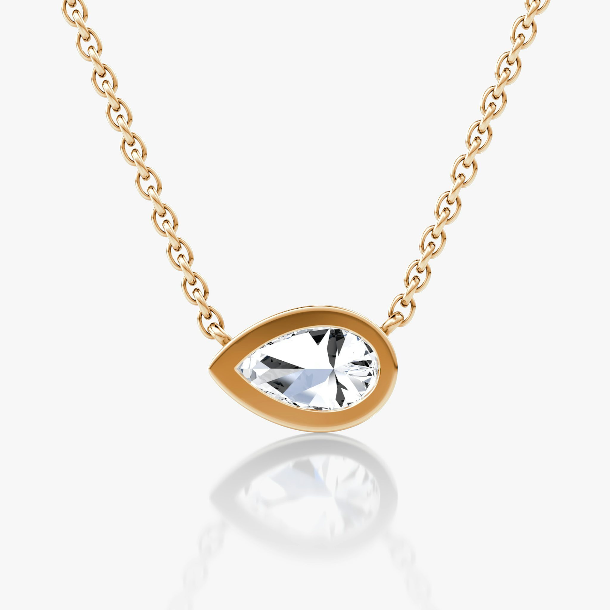 Bezel Solitaire Necklace | Pear | 14k | Rose Gold | caratWeight: 0.50ct