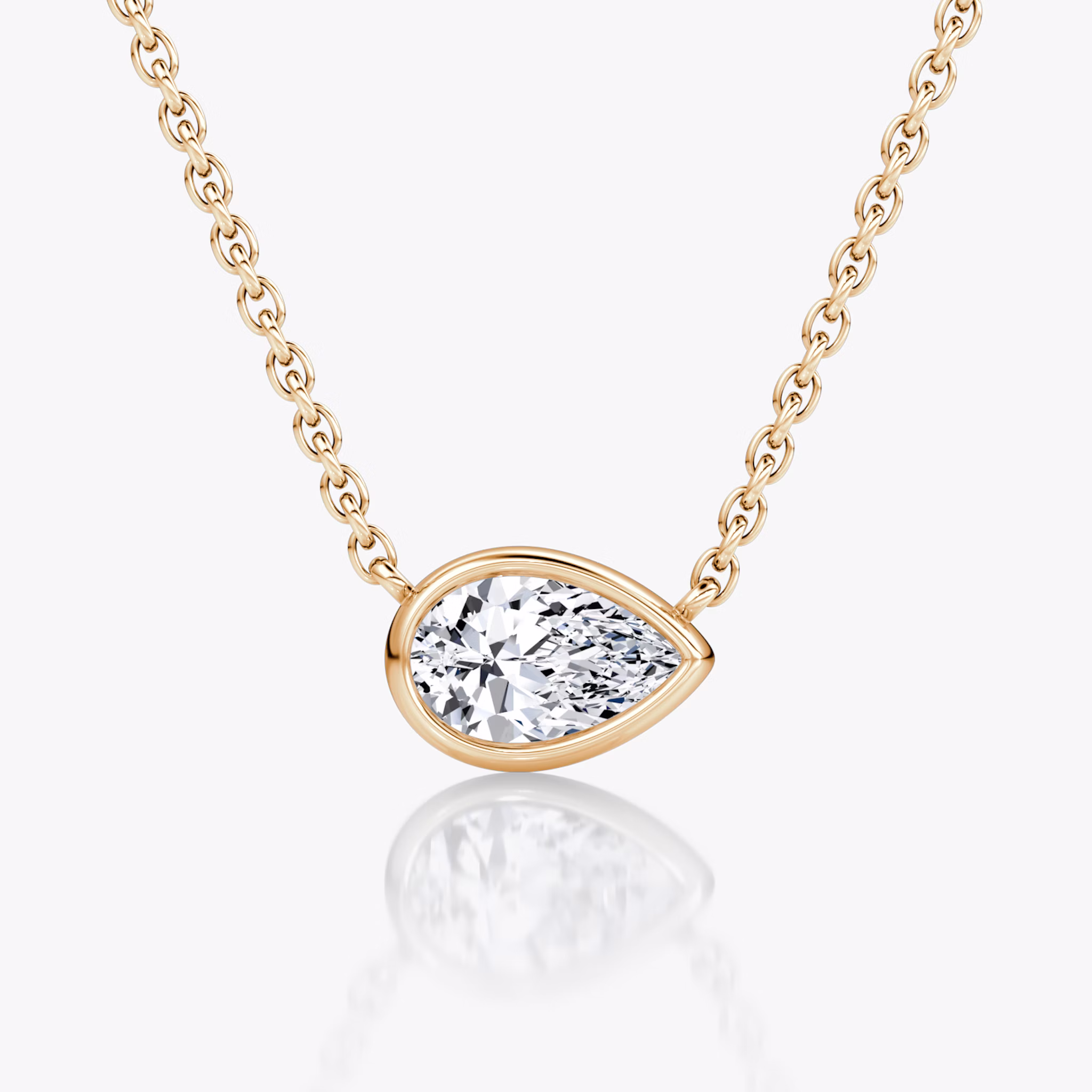 Bezel Solitaire Necklace | Pear | 14k | Rose Gold | caratWeight: 0.50ct