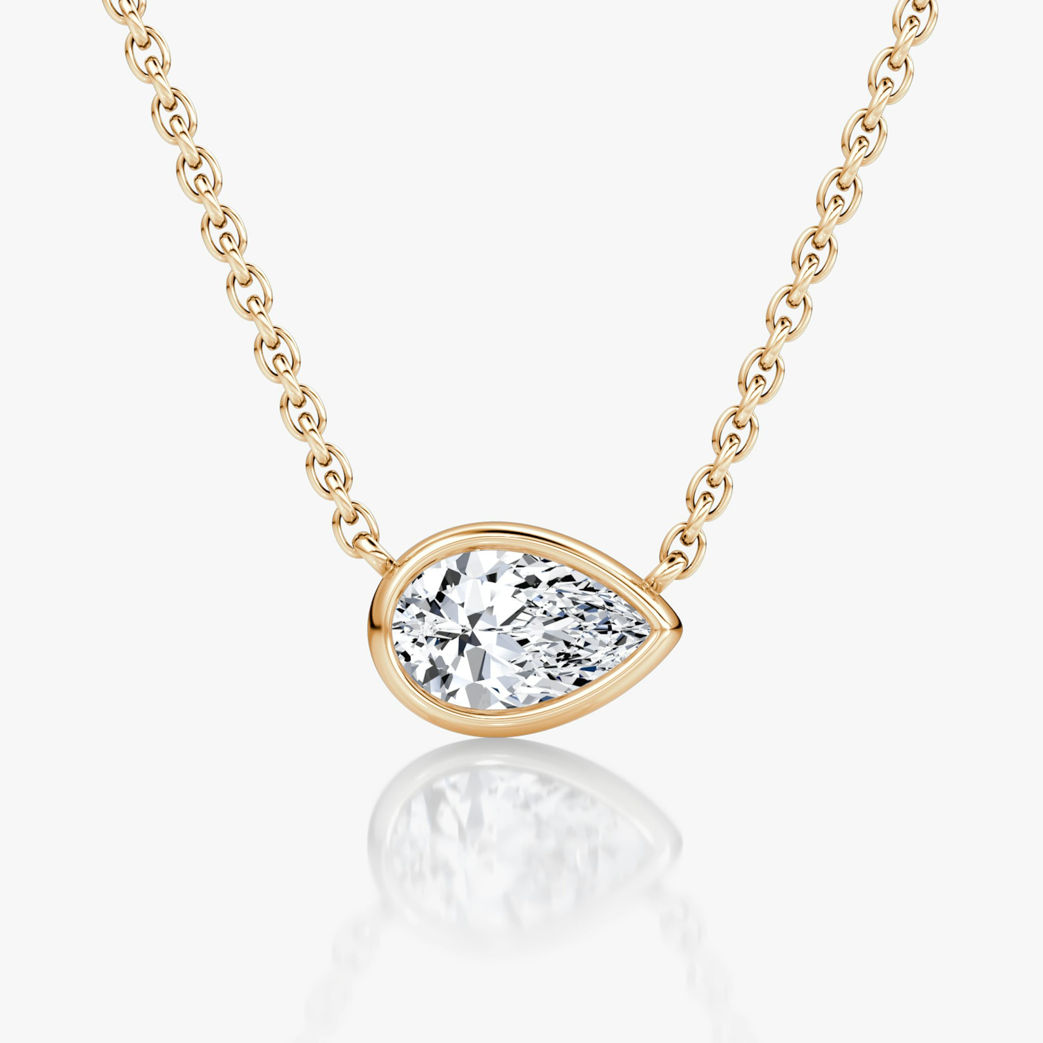 Bezel Solitaire Necklace | Pear | 14k | Rose Gold | caratWeight: 0.50ct