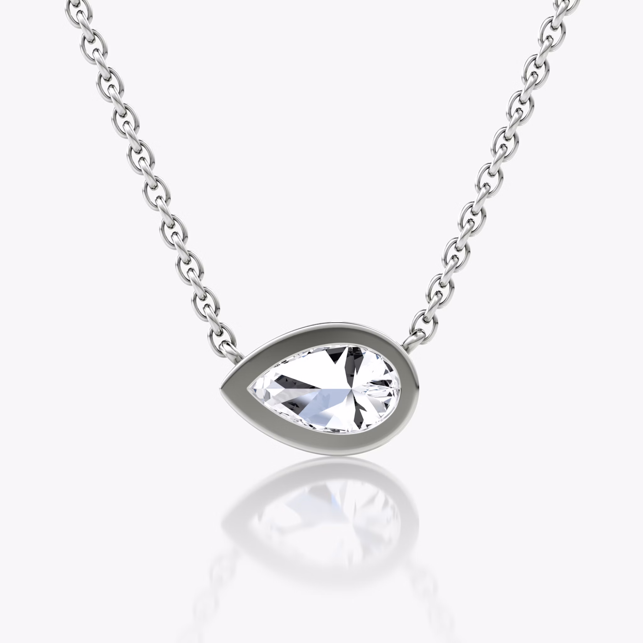 Bezel Solitaire Necklace | Pear | 14k | White Gold | caratWeight: 0.50ct