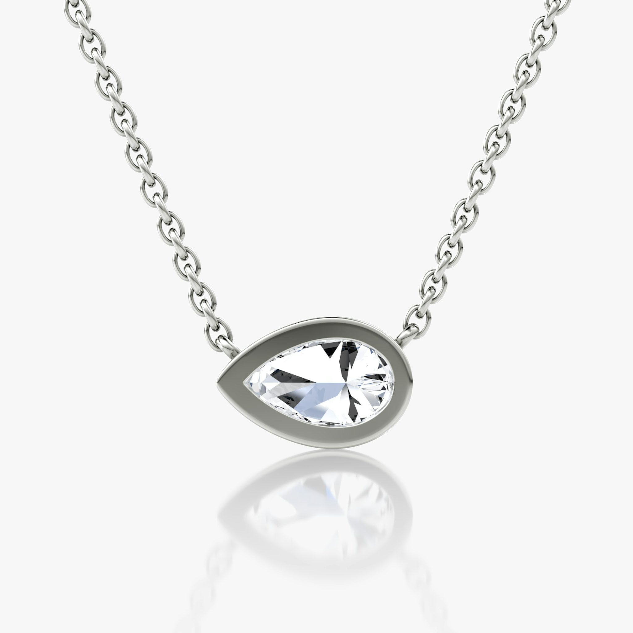 Bezel Solitaire Necklace | Pear | 14k | White Gold | caratWeight: 0.50ct