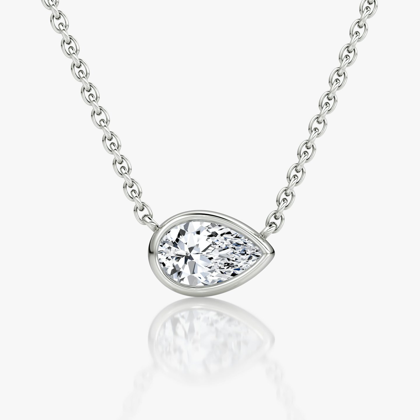 Bezel Solitaire Necklace | Pear | 14k | White Gold | caratWeight: 0.50ct