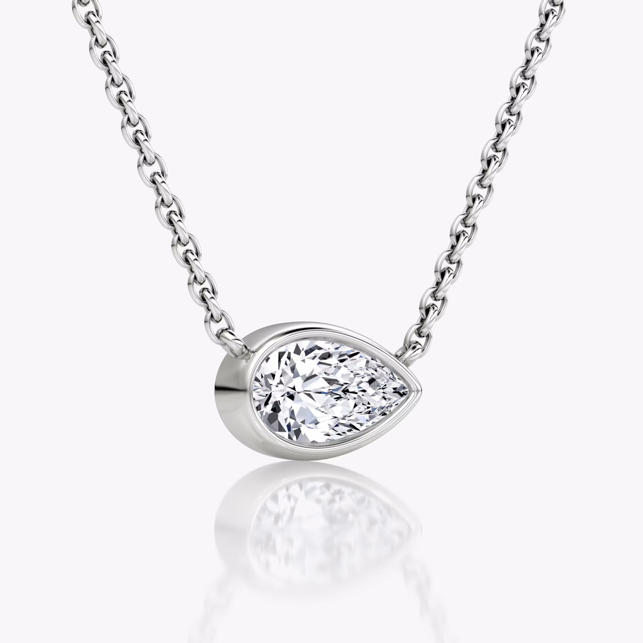 Bezel Solitaire Necklace | Pear | 14k | White Gold | caratWeight: 0.50ct