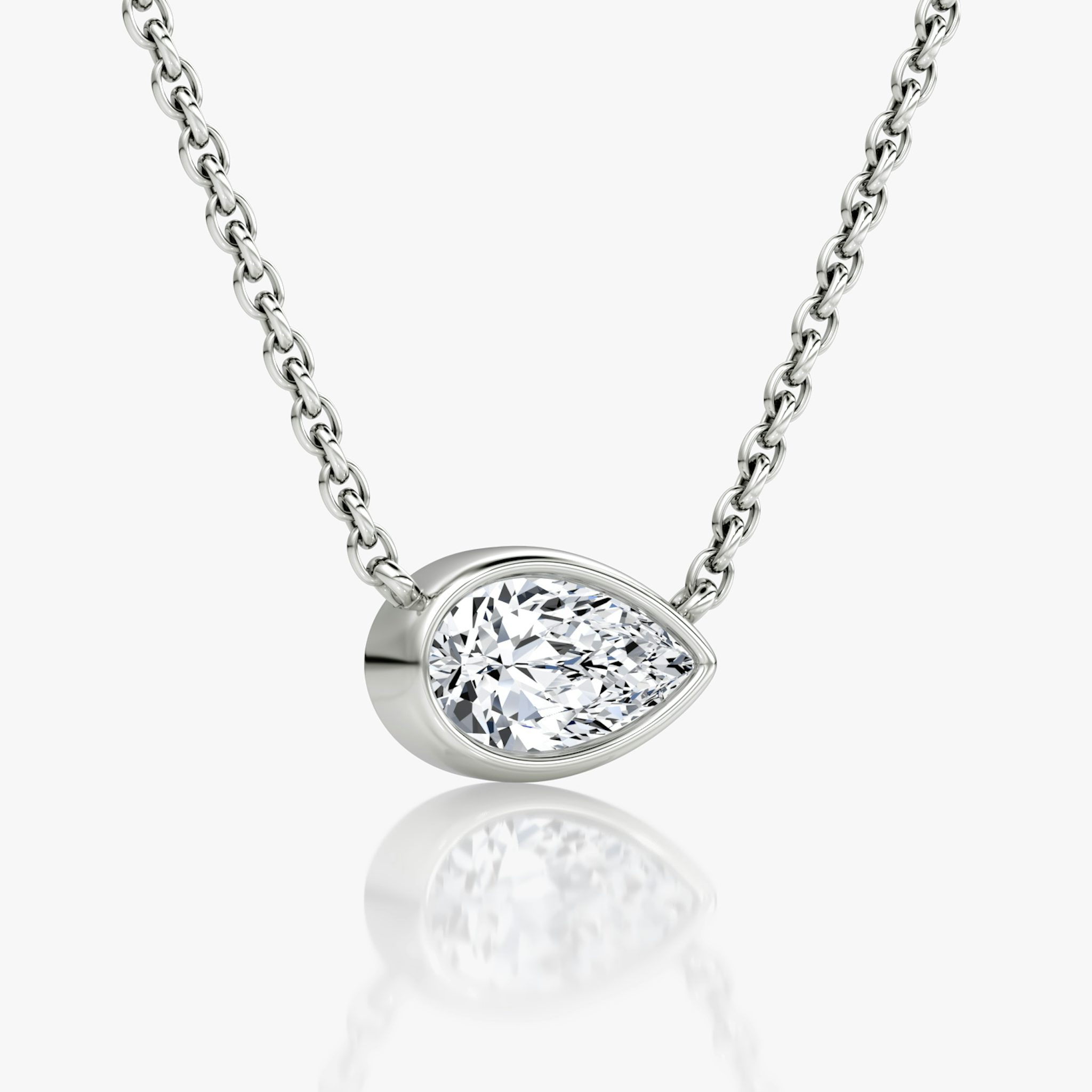 Bezel Solitaire Necklace | Pear | 14k | White Gold | caratWeight: 0.50ct