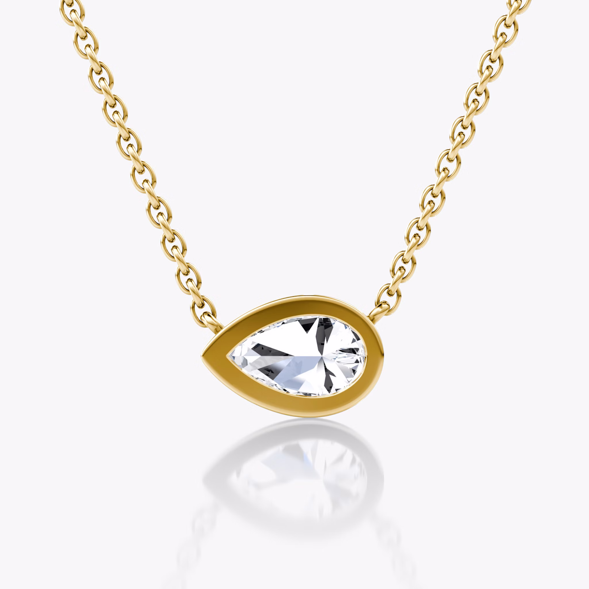 Bezel Solitaire Necklace | Pear | 14k | Yellow Gold | caratWeight: 0.50ct