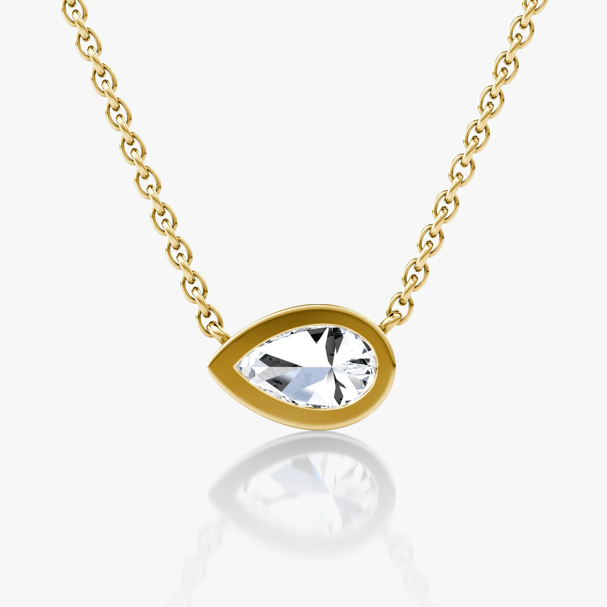 Bezel Solitaire Necklace | Pear | 14k | Yellow Gold | caratWeight: 0.50ct