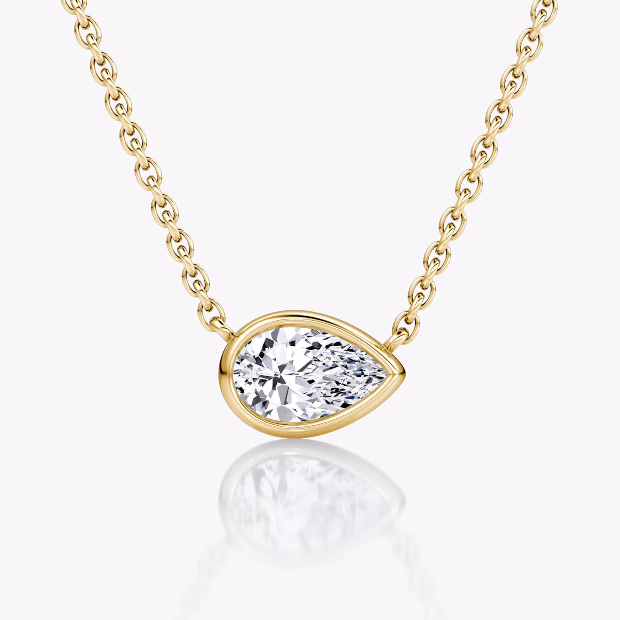 Bezel Solitaire Necklace | Pear | 14k | Yellow Gold | caratWeight: 0.50ct