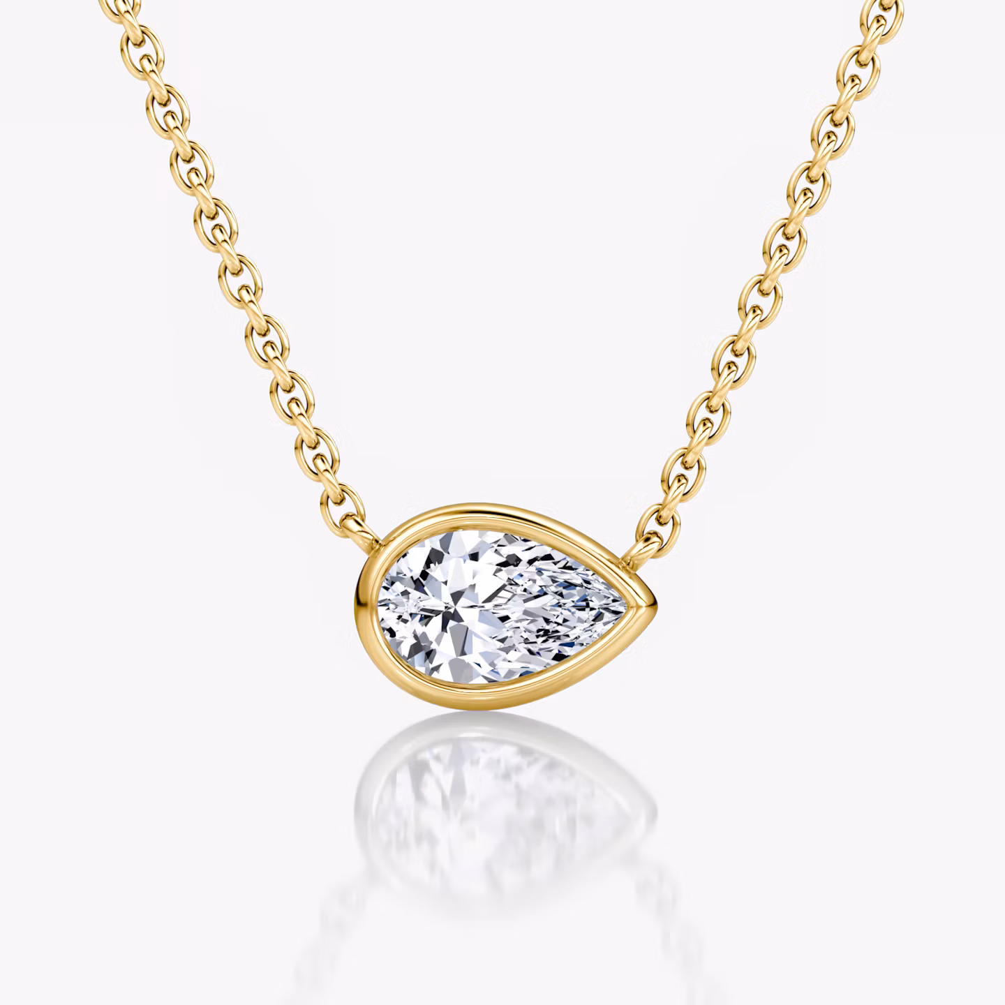 Bezel Solitaire Necklace Pear | Yellow Gold