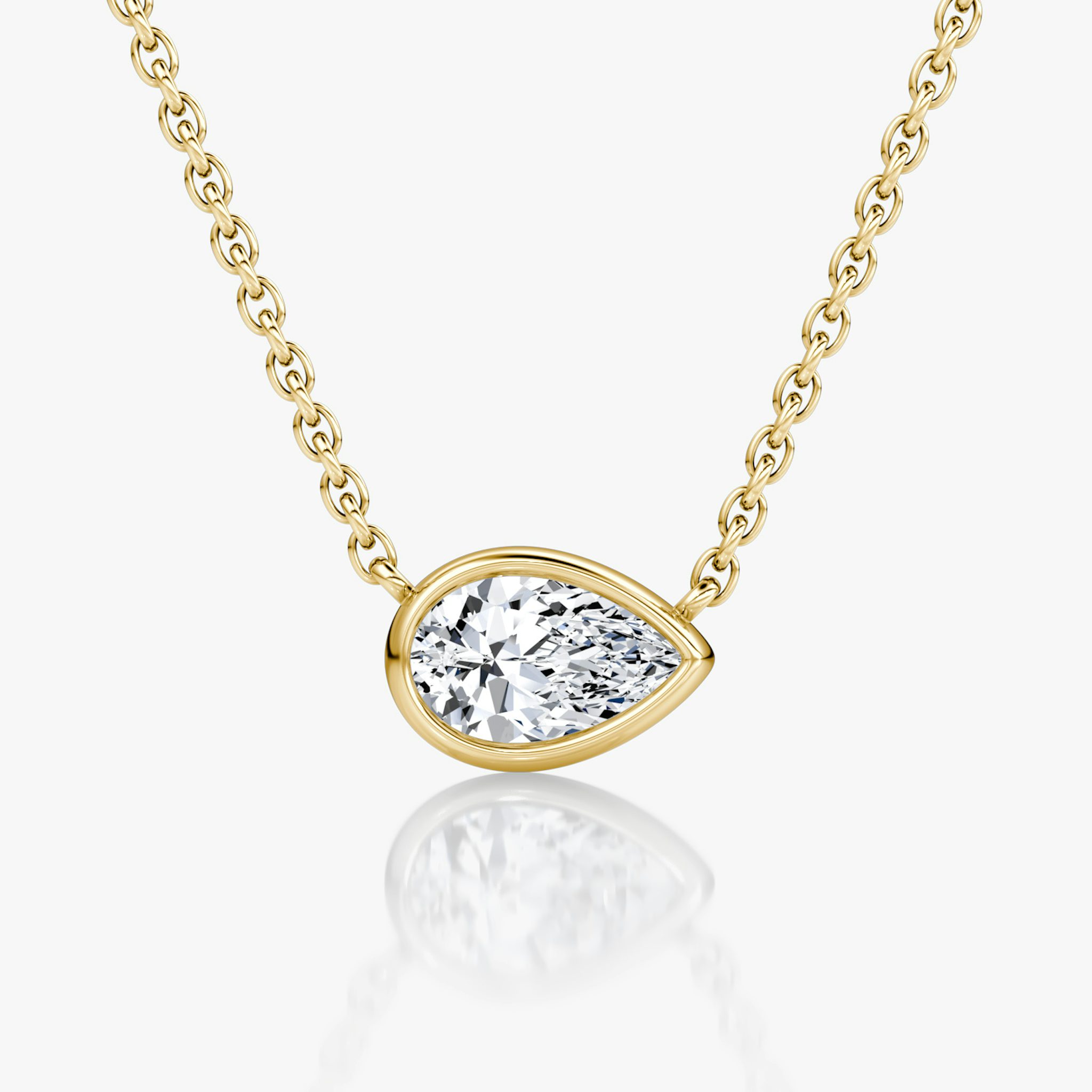 Bezel Solitaire Necklace | Pear | 14k | Yellow Gold | caratWeight: 0.50ct