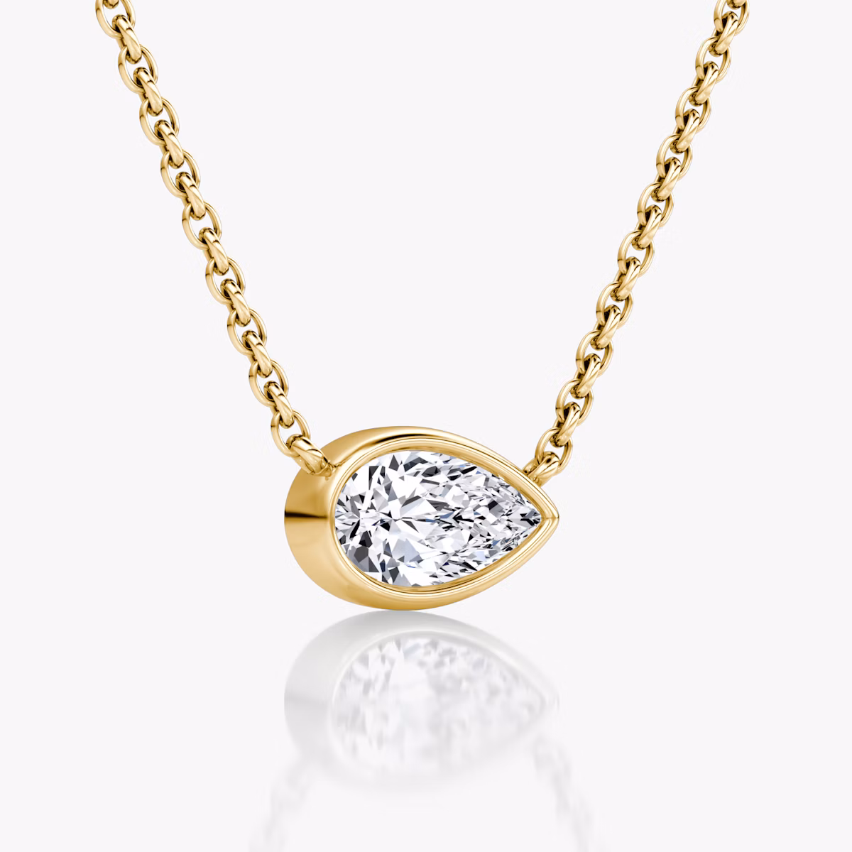 Bezel Solitaire Necklace | Pear | 14k | Yellow Gold | caratWeight: 0.50ct