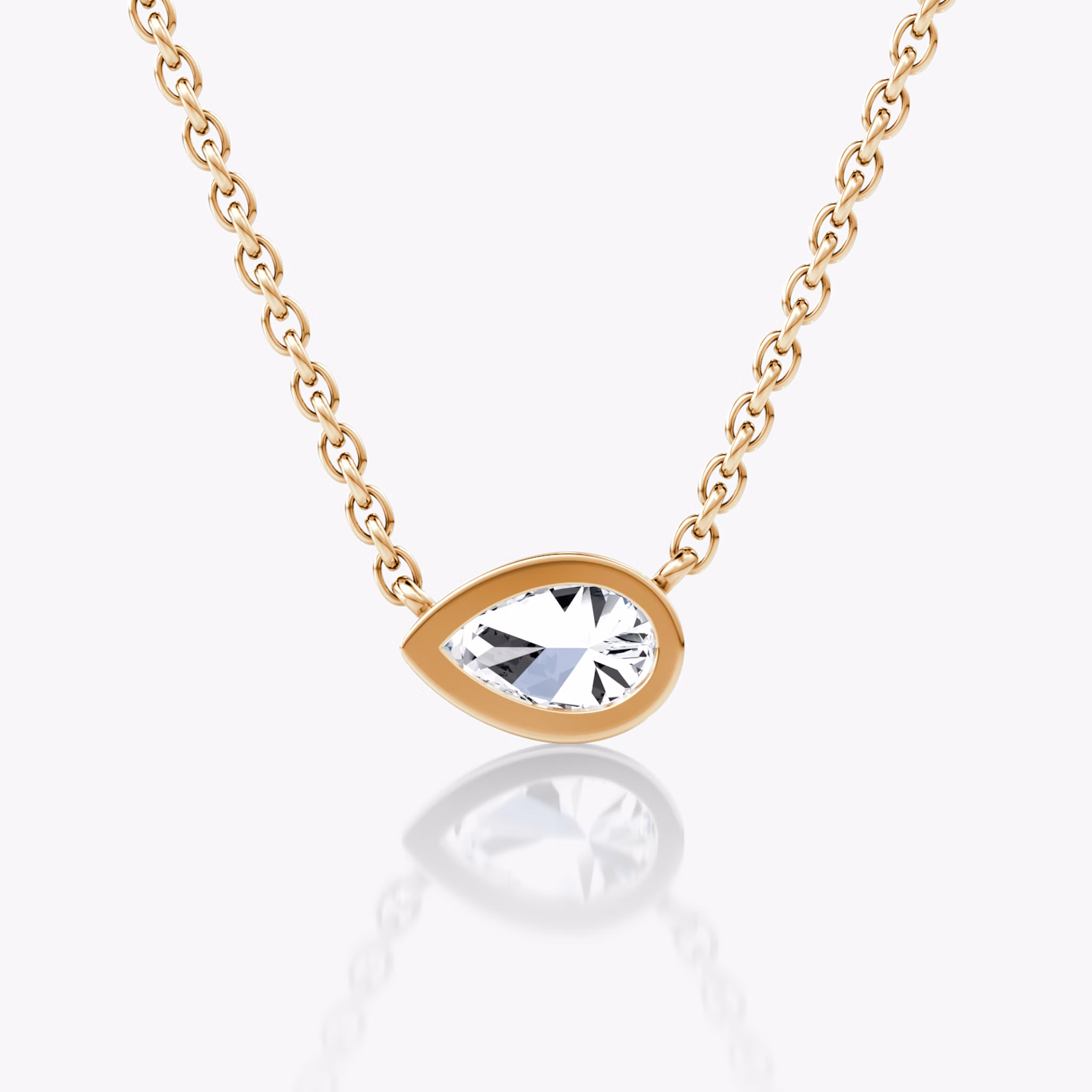 Bezel Solitaire Necklace | Pear | 14k | Rose Gold | caratWeight: 0.25ct