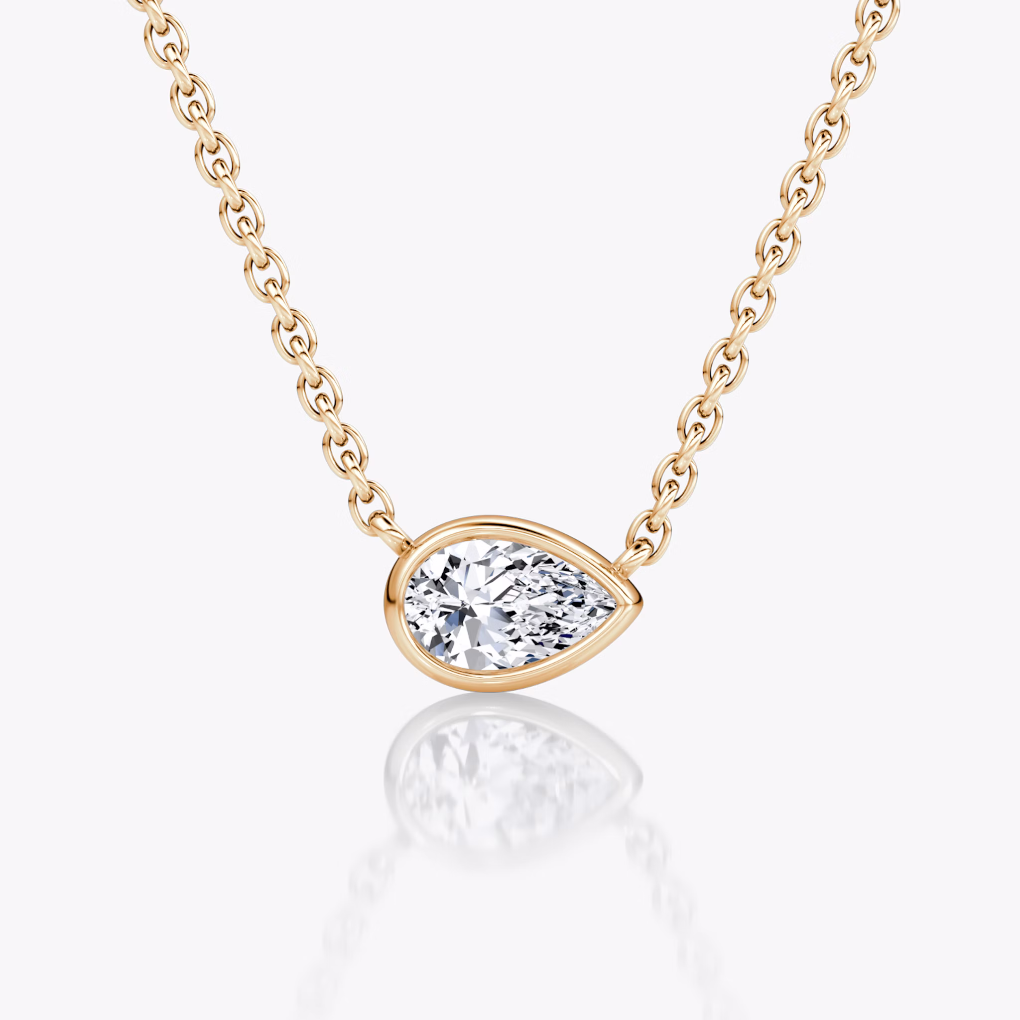 Bezel Solitaire Necklace | Pear | 14k | Rose Gold | caratWeight: 0.25ct