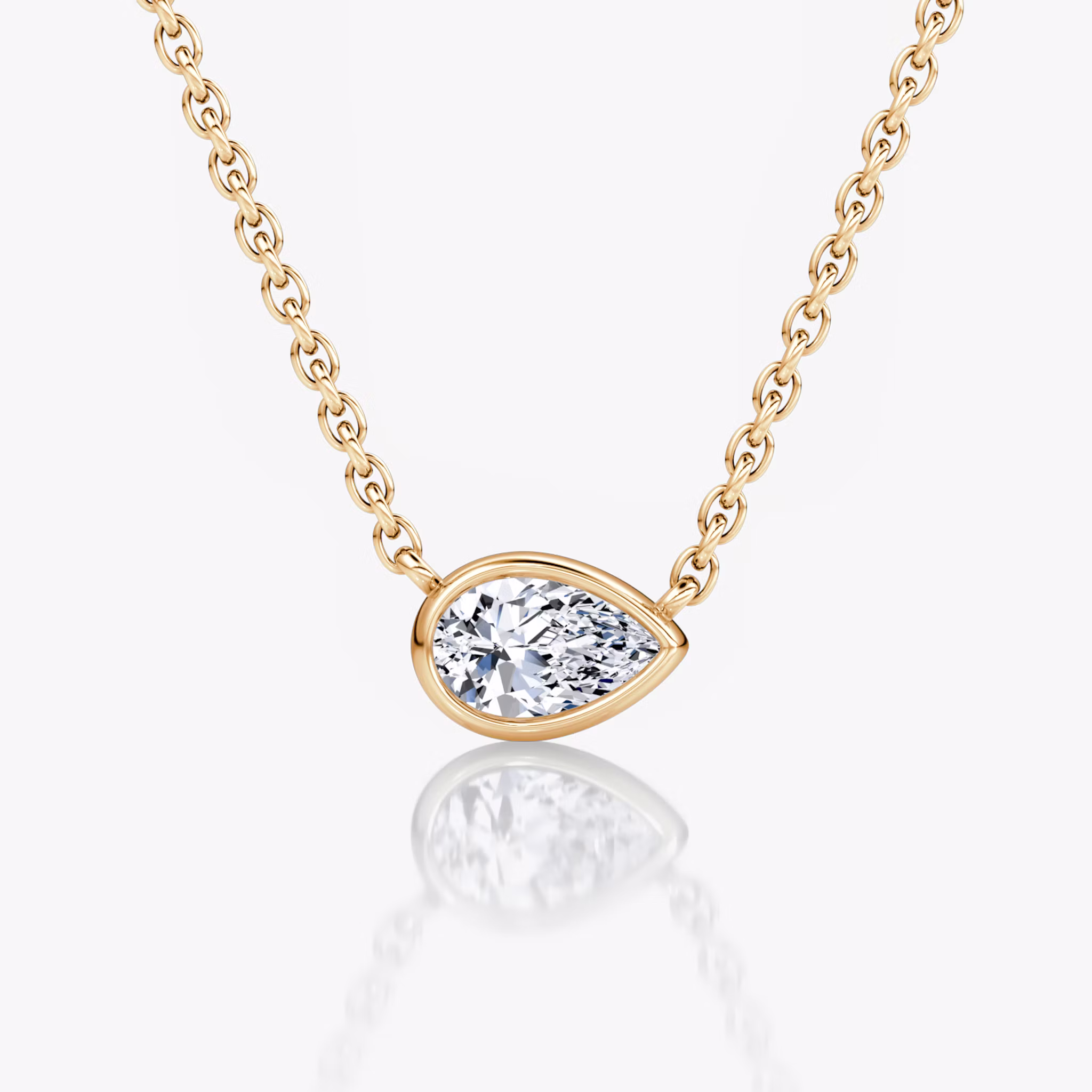 Bezel Solitaire Necklace Pear | Rose Gold