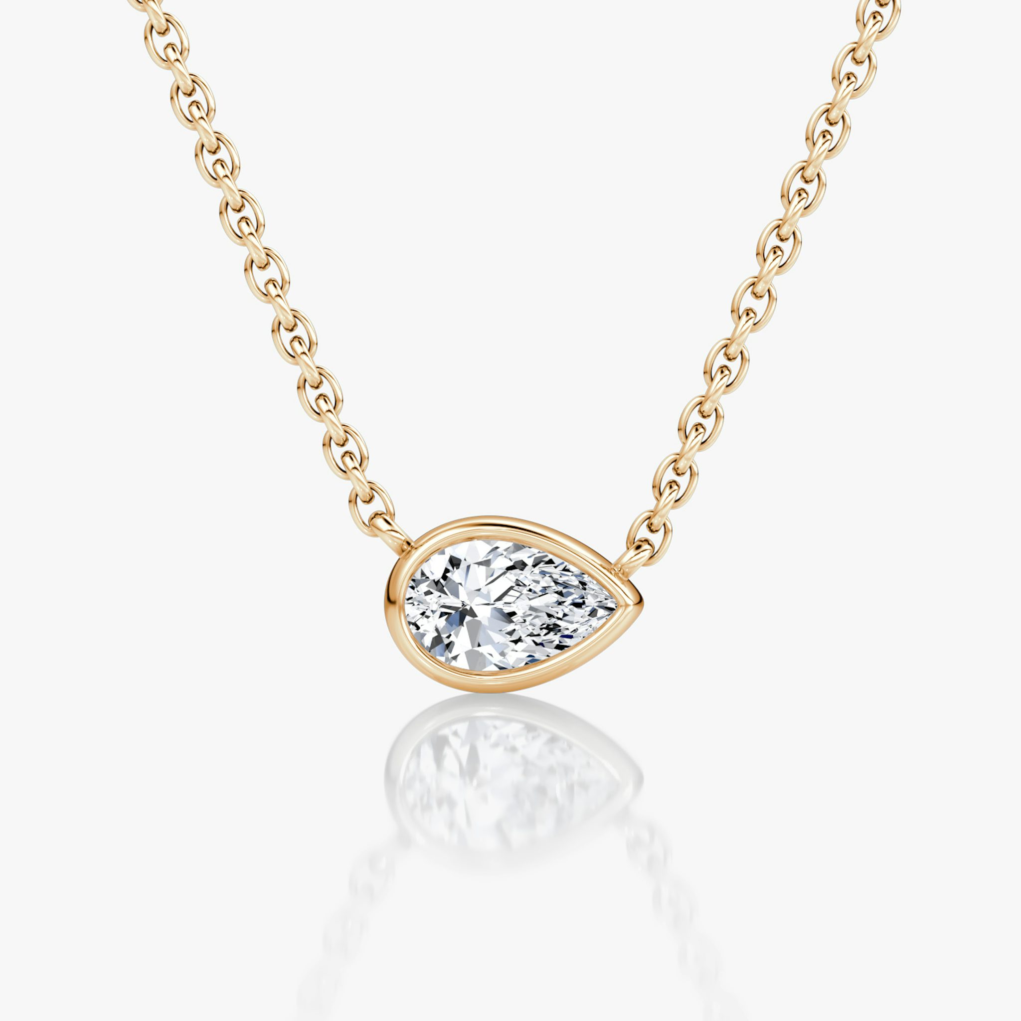 Bezel Solitaire Necklace | Pear | 14k | Rose Gold | caratWeight: 0.25ct
