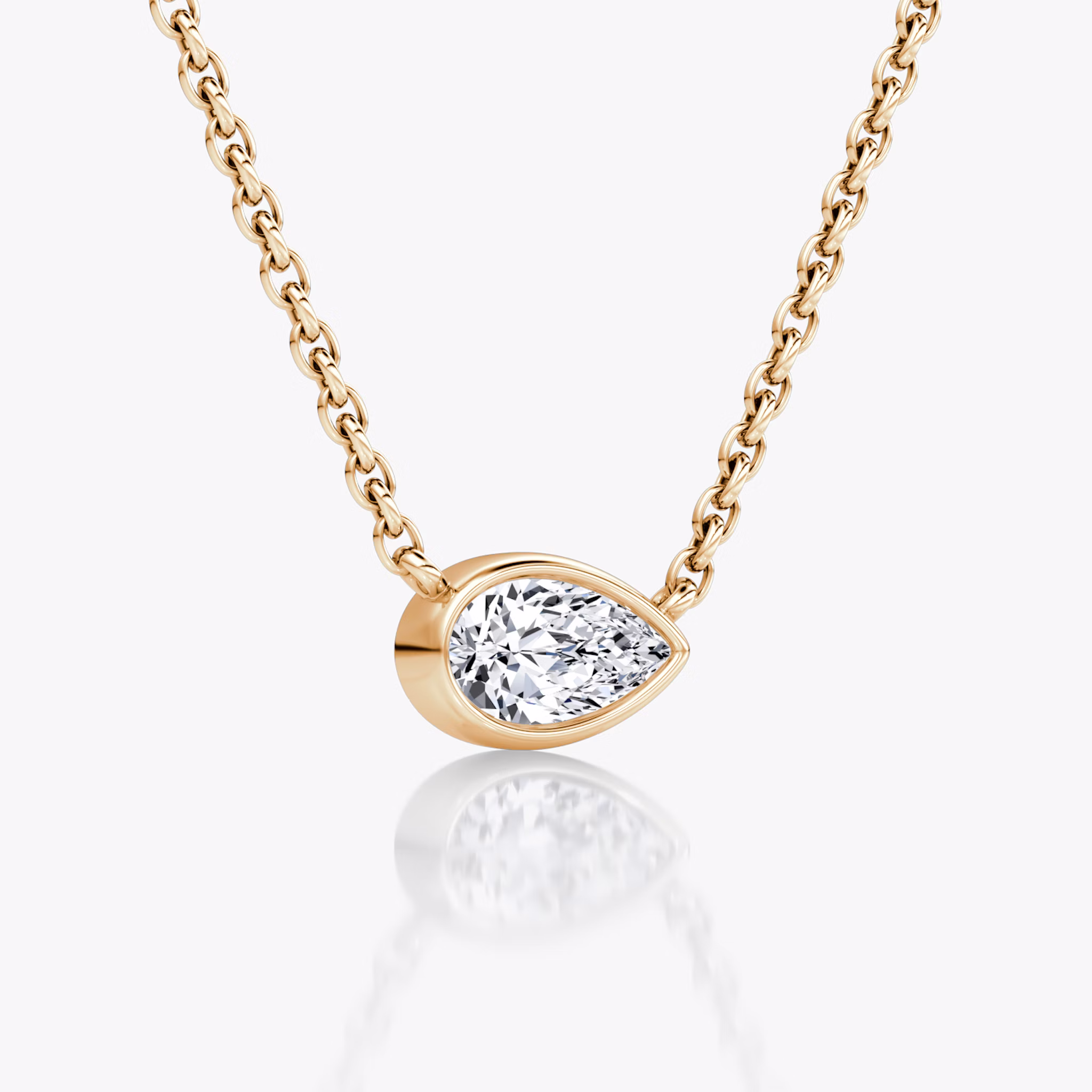 Bezel Solitaire Necklace | Pear | 14k | Rose Gold | caratWeight: 0.25ct