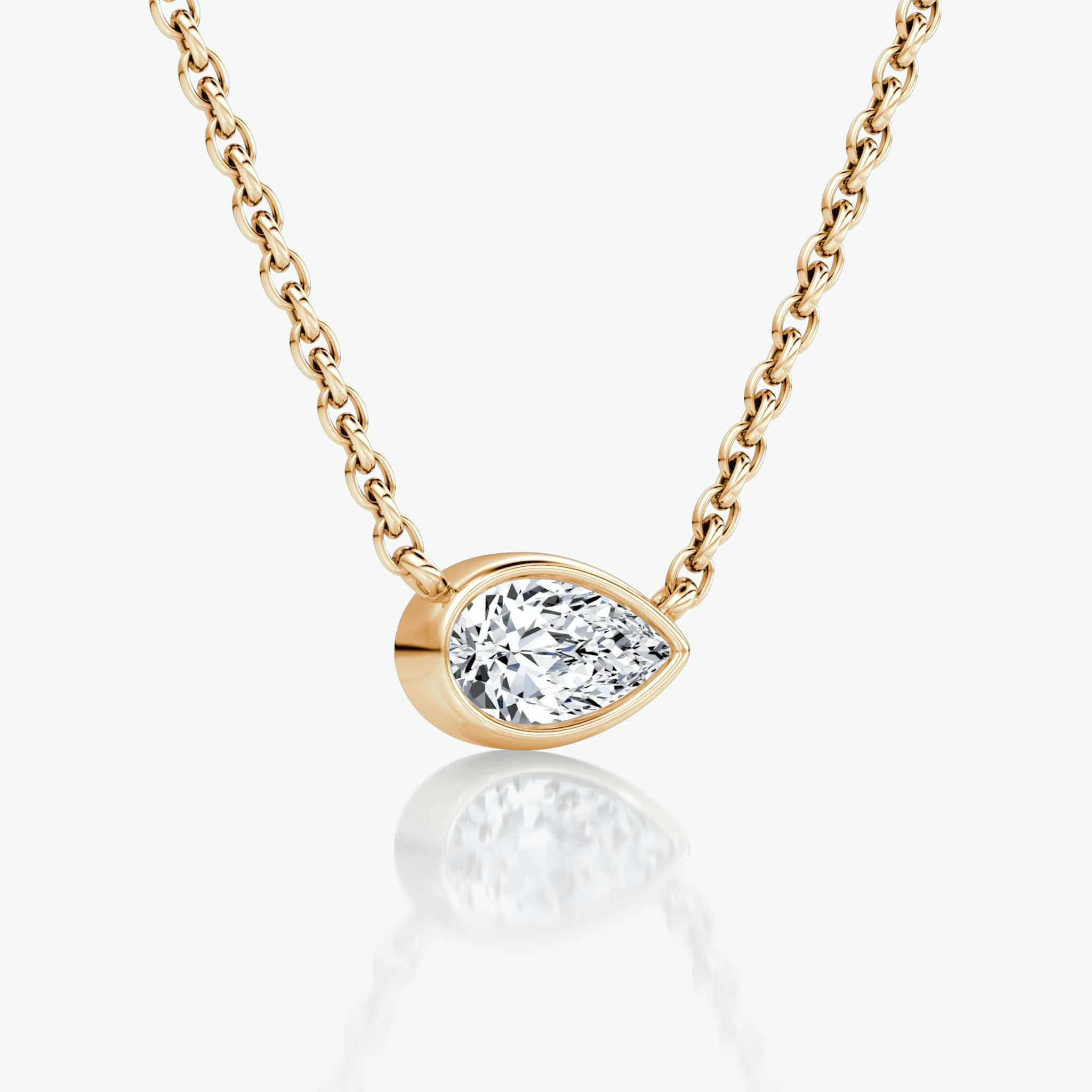 Bezel Solitaire Necklace | Pear | 14k | Rose Gold | caratWeight: 0.25ct