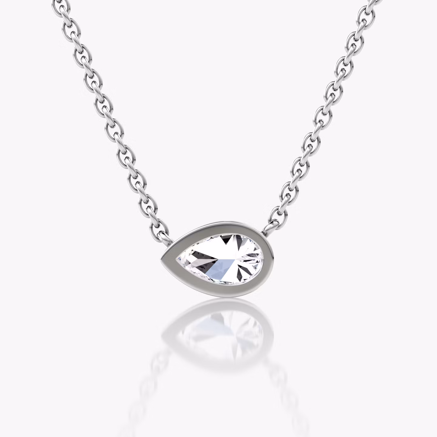 Bezel Solitaire Necklace | Pear | 14k | White Gold | caratWeight: 0.25ct