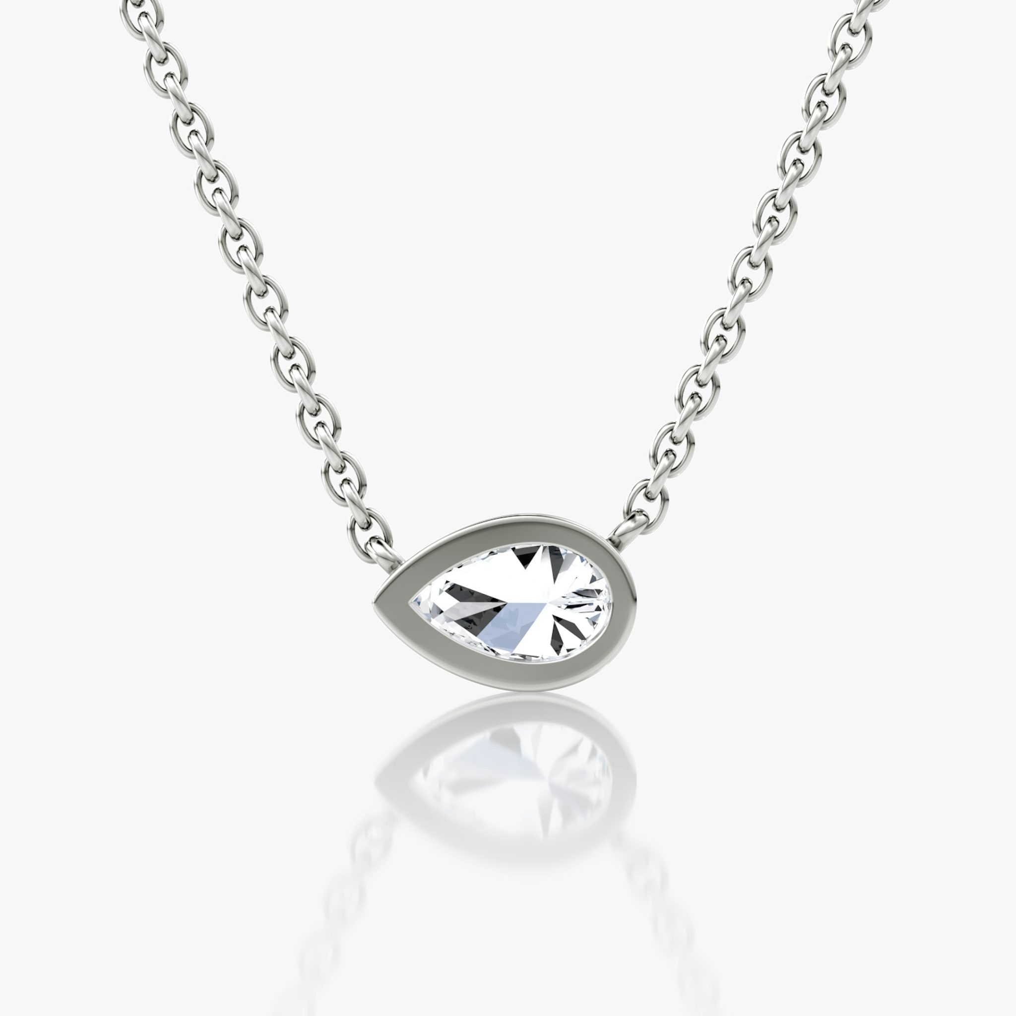 Bezel Solitaire Necklace | Pear | 14k | White Gold | caratWeight: 0.25ct