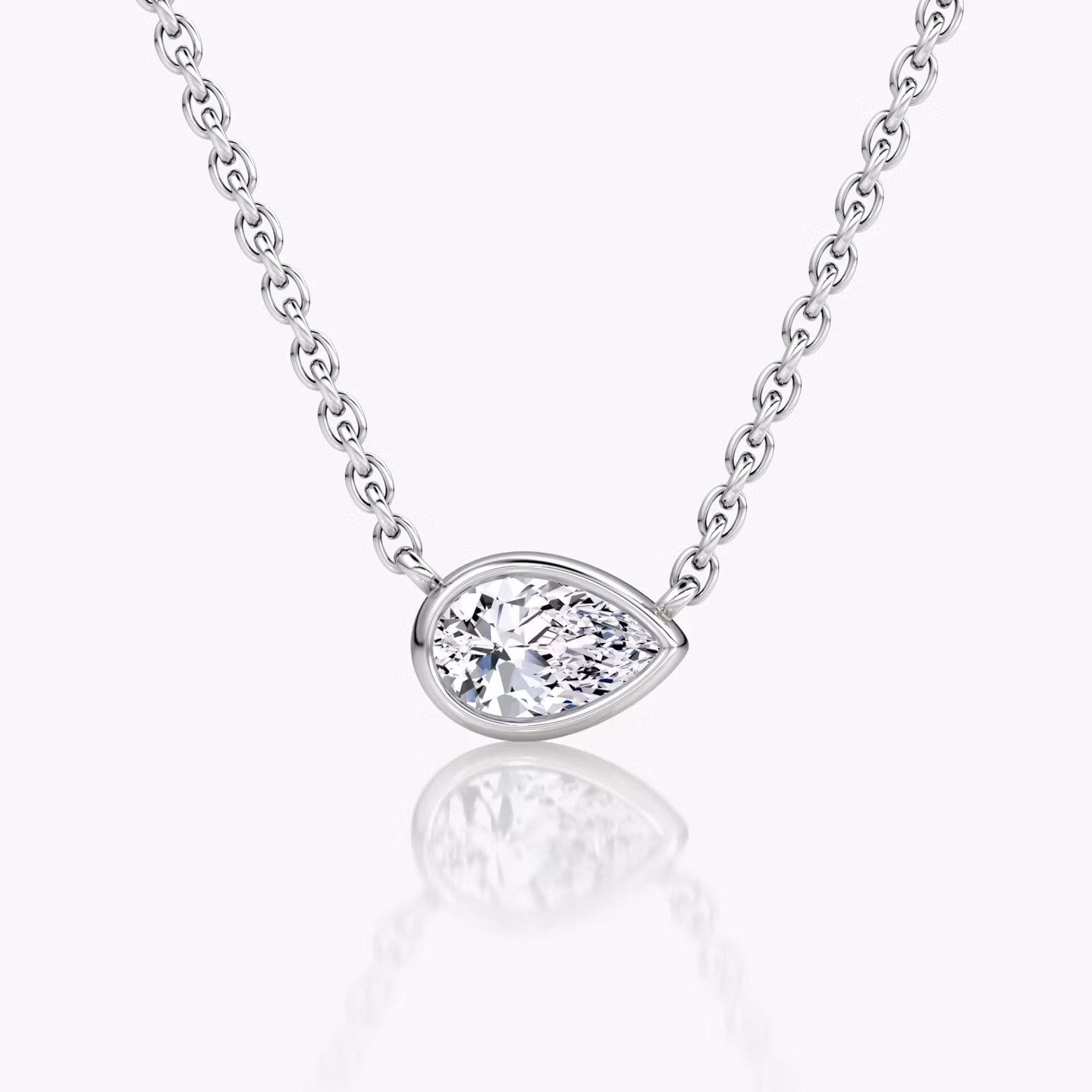 Bezel Solitaire Necklace | Pear | 14k | White Gold | caratWeight: 0.25ct