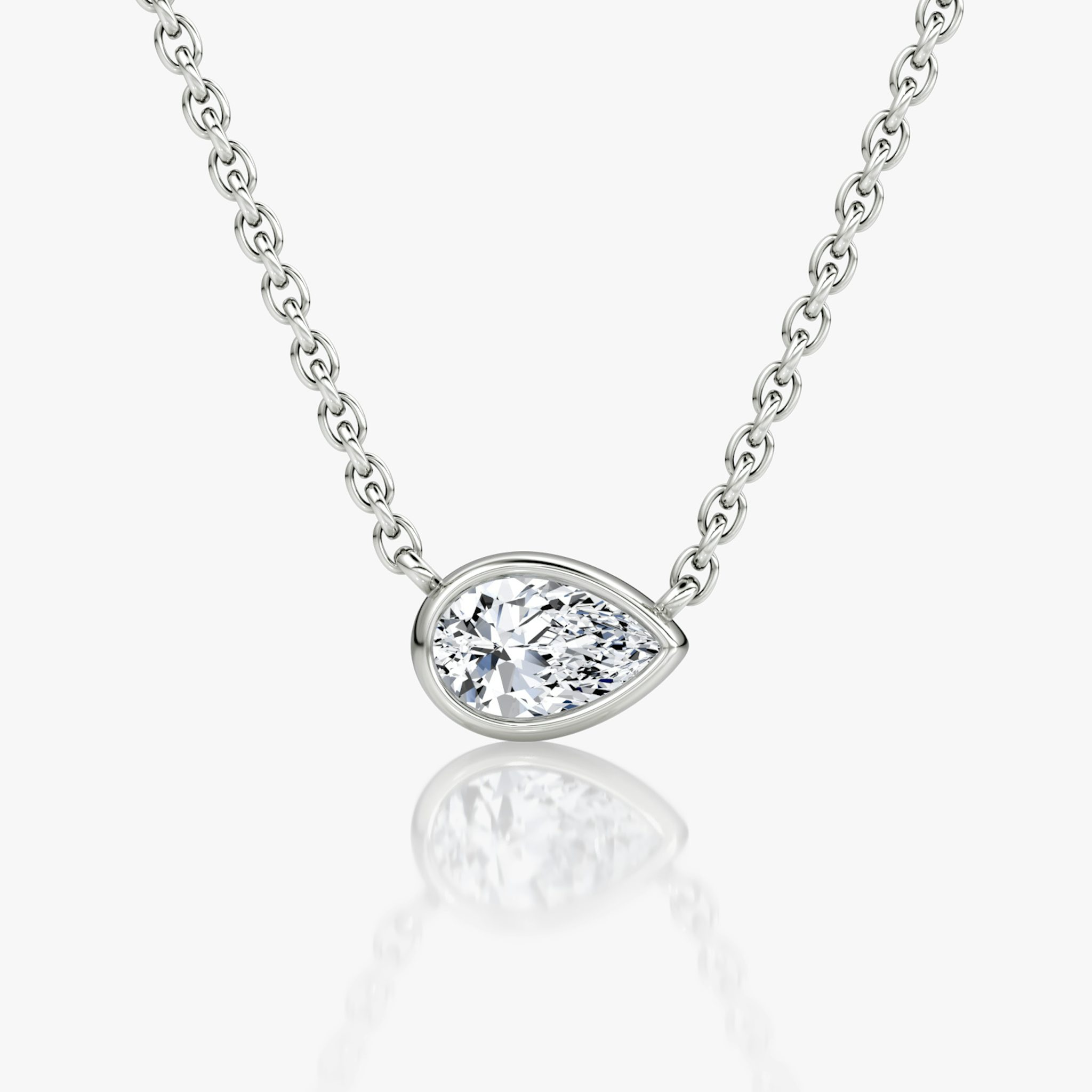 Bezel Solitaire Necklace | Pear | 14k | White Gold | caratWeight: 0.25ct
