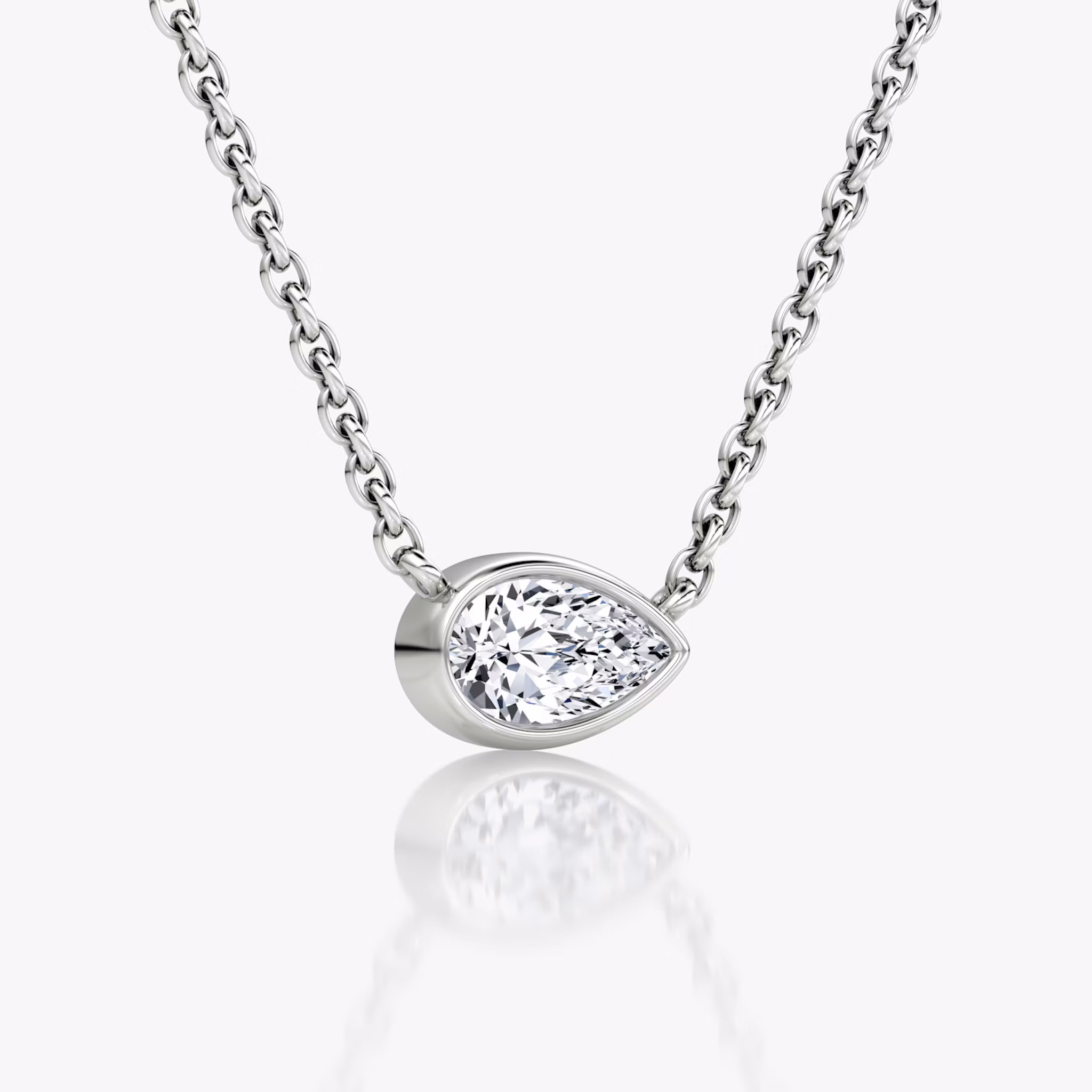 Bezel Solitaire Necklace | Pear | 14k | White Gold | caratWeight: 0.25ct