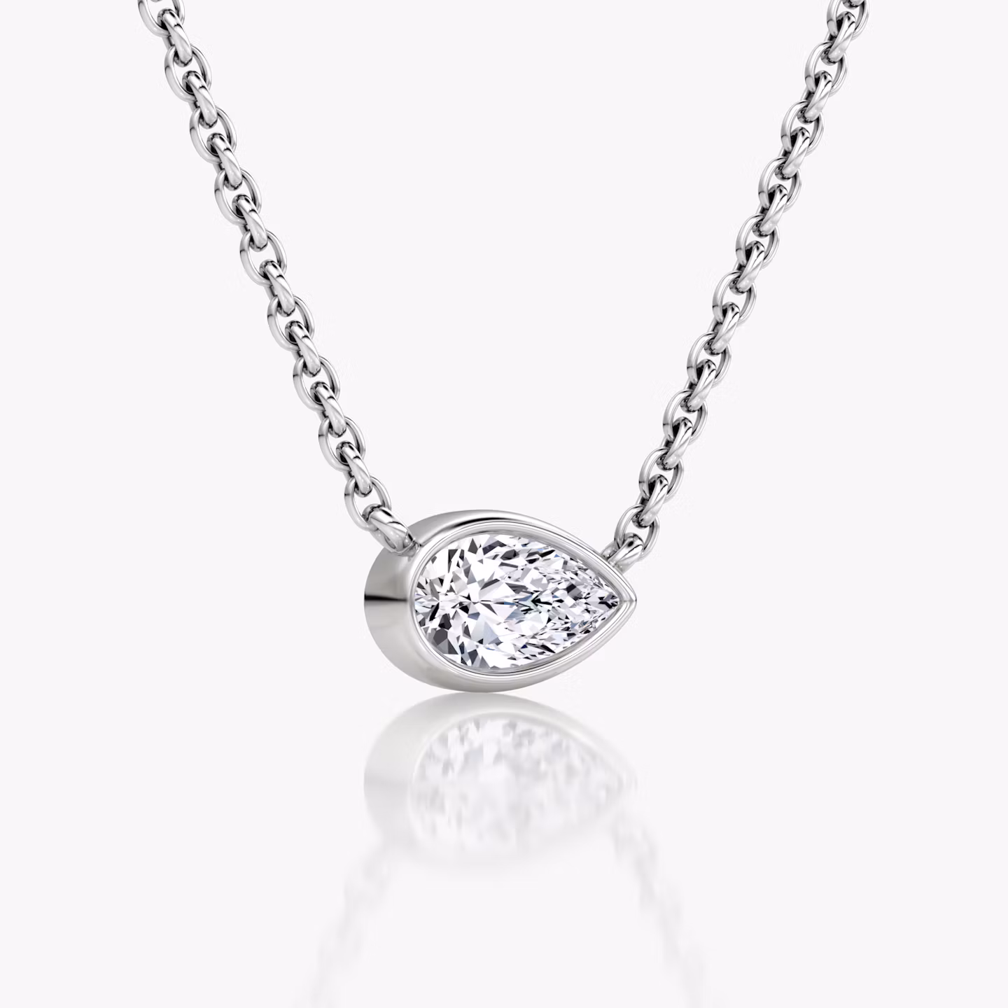 Bezel Solitaire Necklace | Pear | 14k | White Gold | caratWeight: 0.25ct